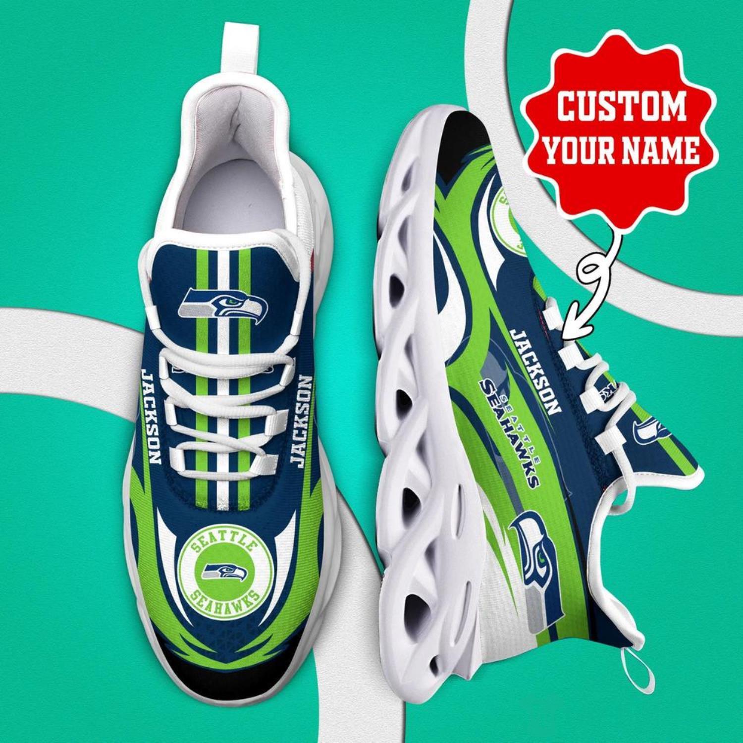 Seattle Seahawks Team NFL Max Soul Shoes Custom Name Running Shoes Product Photo 5 Seattle Seahawks Team NFL Max Soul Shoes Custom Name Running Shoes Product Photo 5