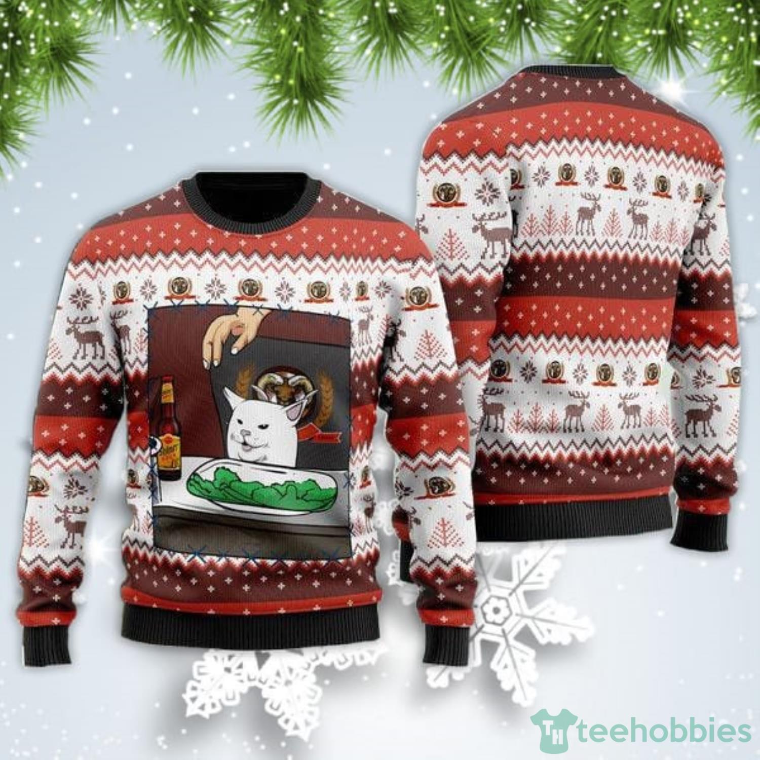Shiner Bock Beer Cat Meme Christmas Gift Ugly Christmas Sweater Product Photo 1