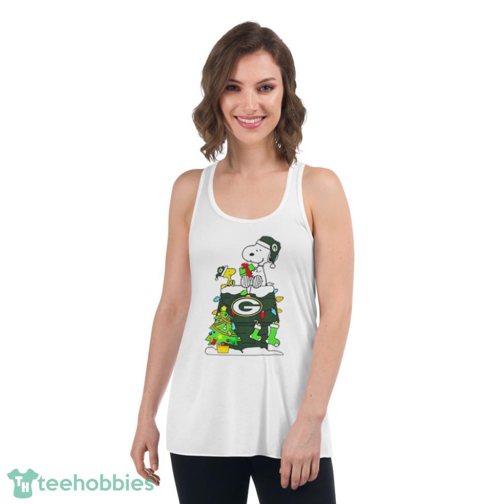 Snoopy Green Bay Paker NFL Player Christmas Shirt - Womens Flowy Racerback Tank