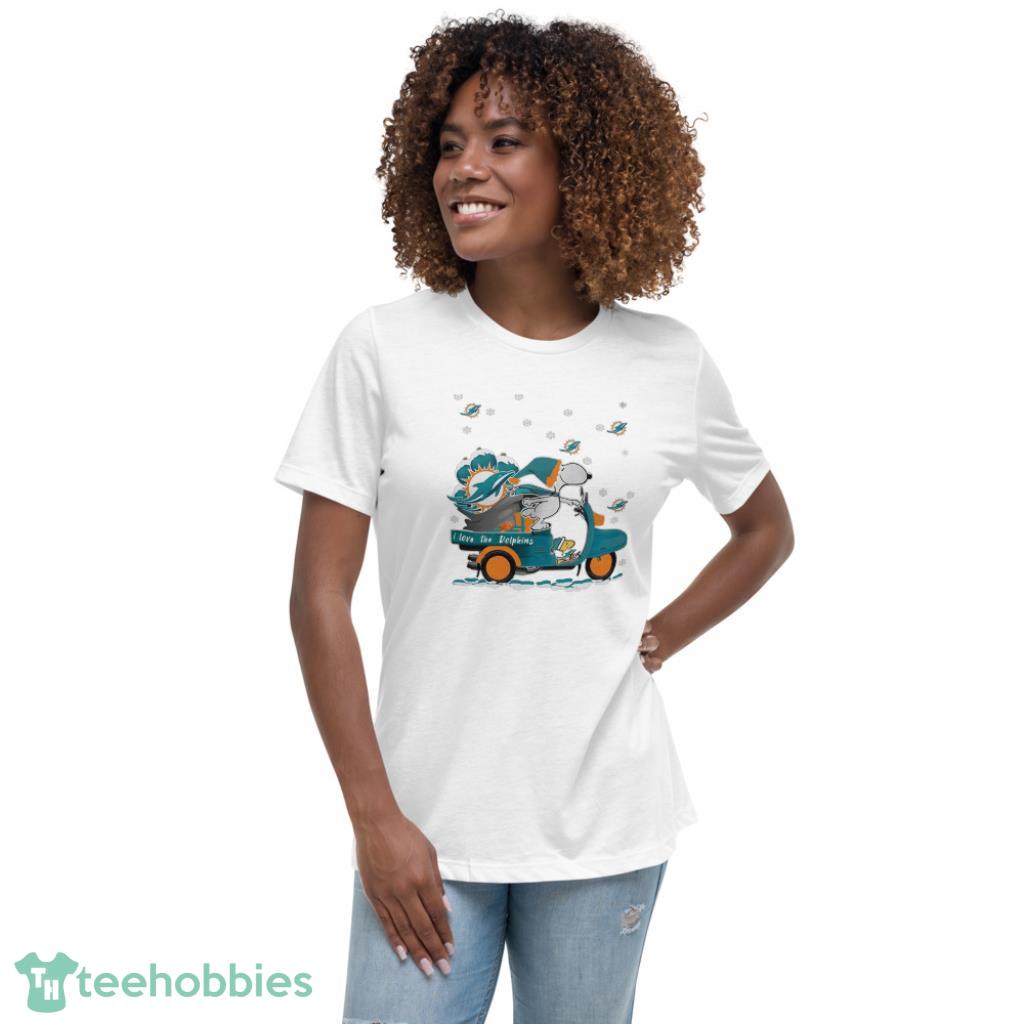 Snoopy Miami Dolphins NFL Player Christmas Shirt - Womens Relaxed Short Sleeve Jersey Tee