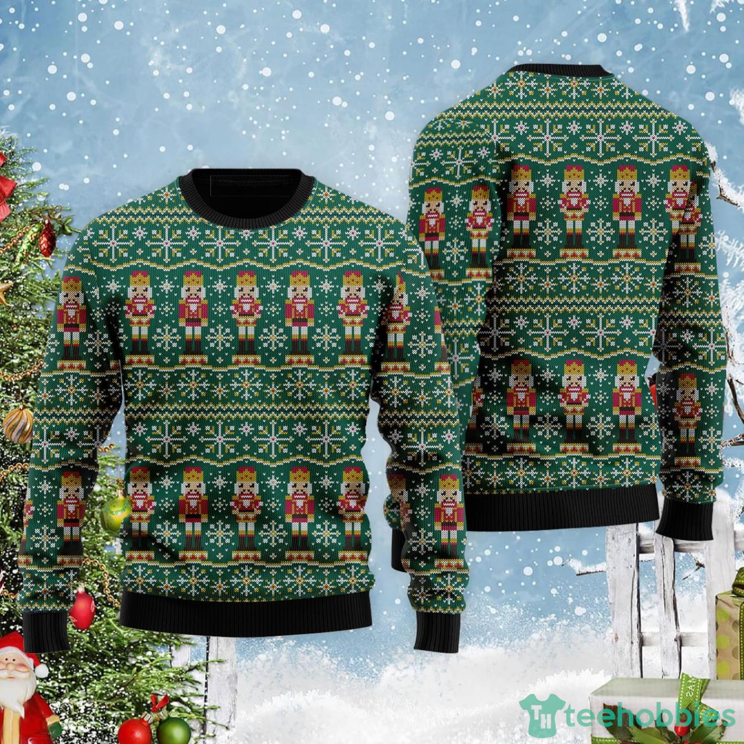 Son Of Nutcracker Snowflakes Pattern Ugly Christmas Sweater image Son Of Nutcracker Snowflakes Pattern Ugly Christmas Sweater Product Photo 2