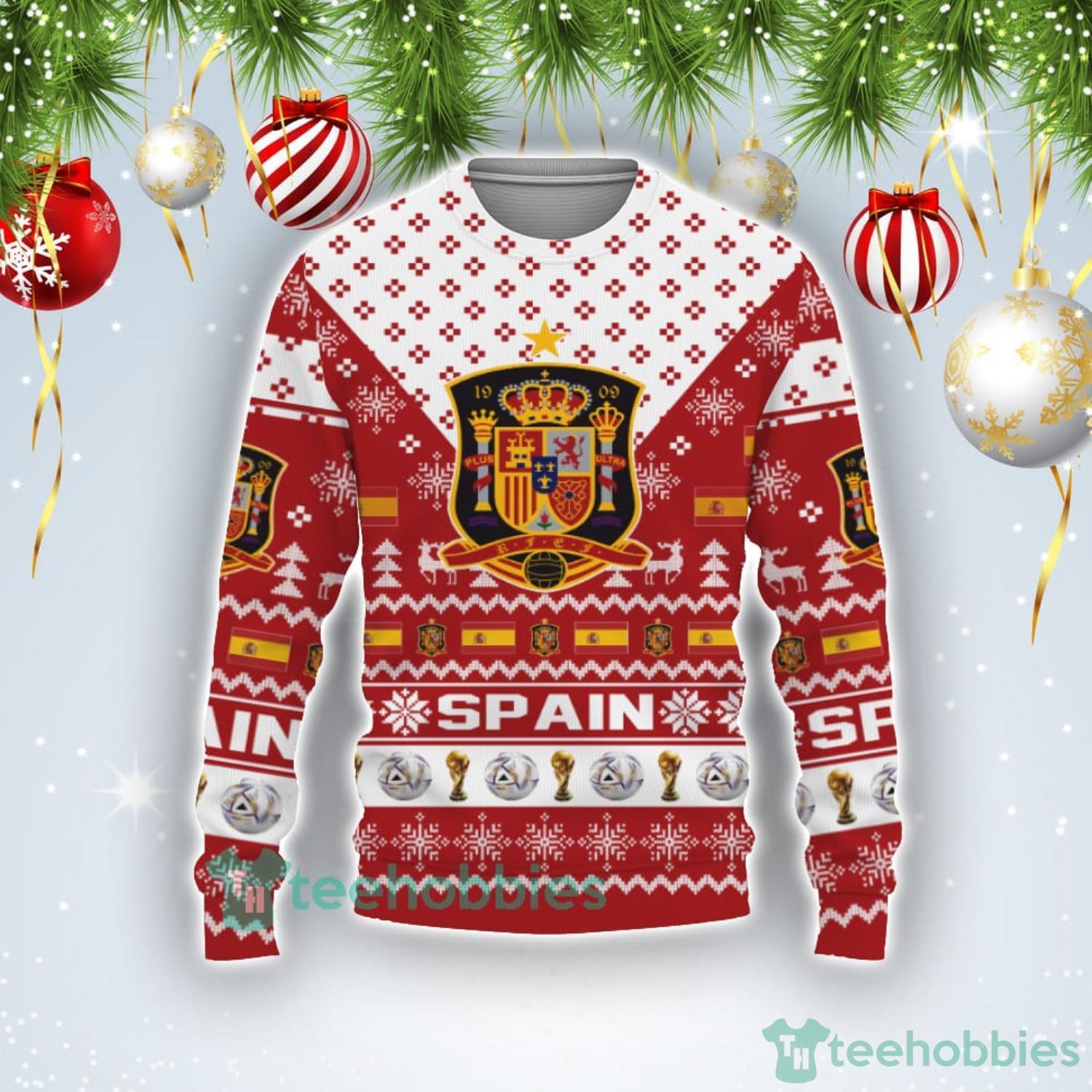 Spain Qatar Soccer Team World Cup 2022 Qatar Champions Football Gift Ugly Christmas Sweater Product Photo 1