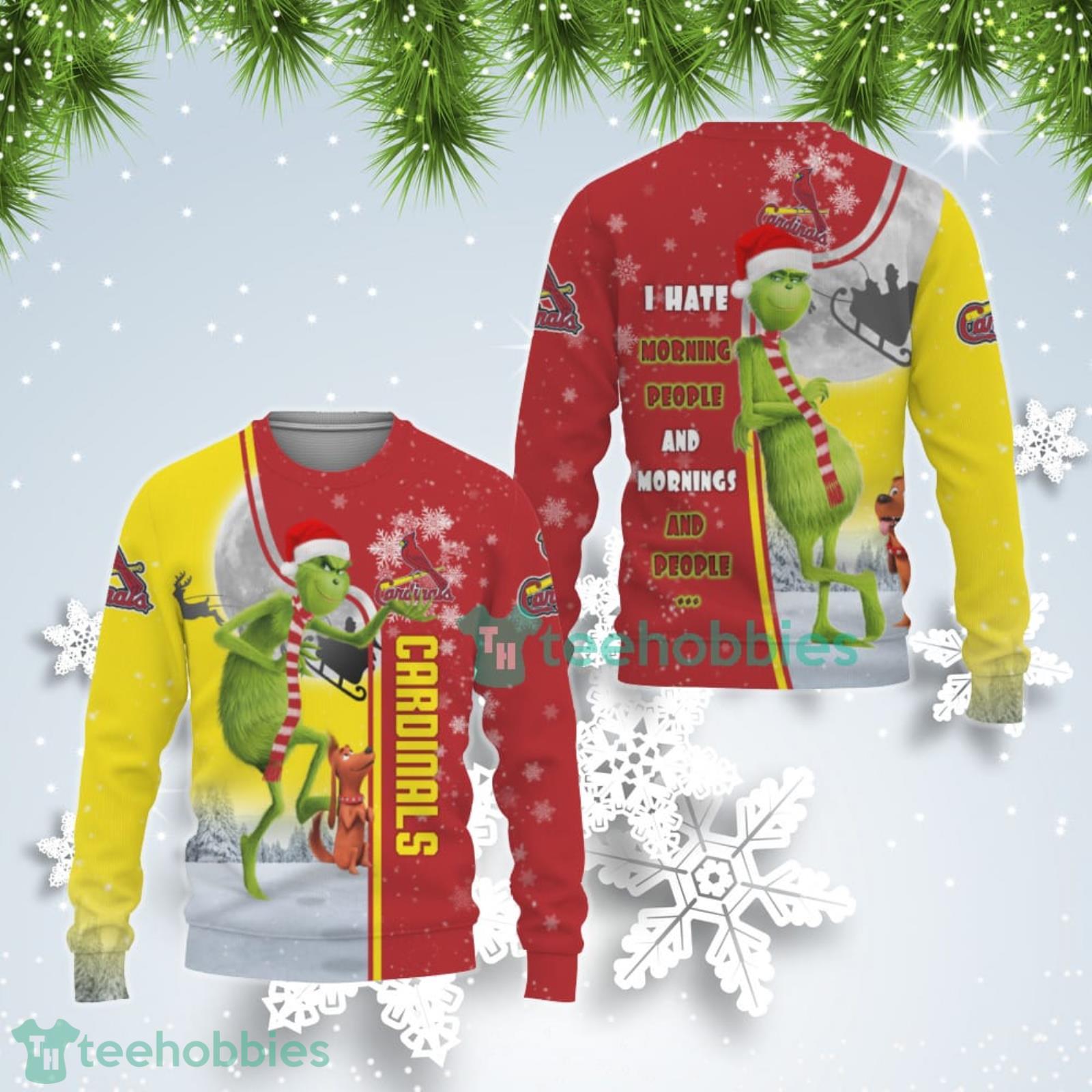 St. Louis Cardinals Funny Grinch I Hate Morning People Ugly Christmas Sweater Product Photo 1