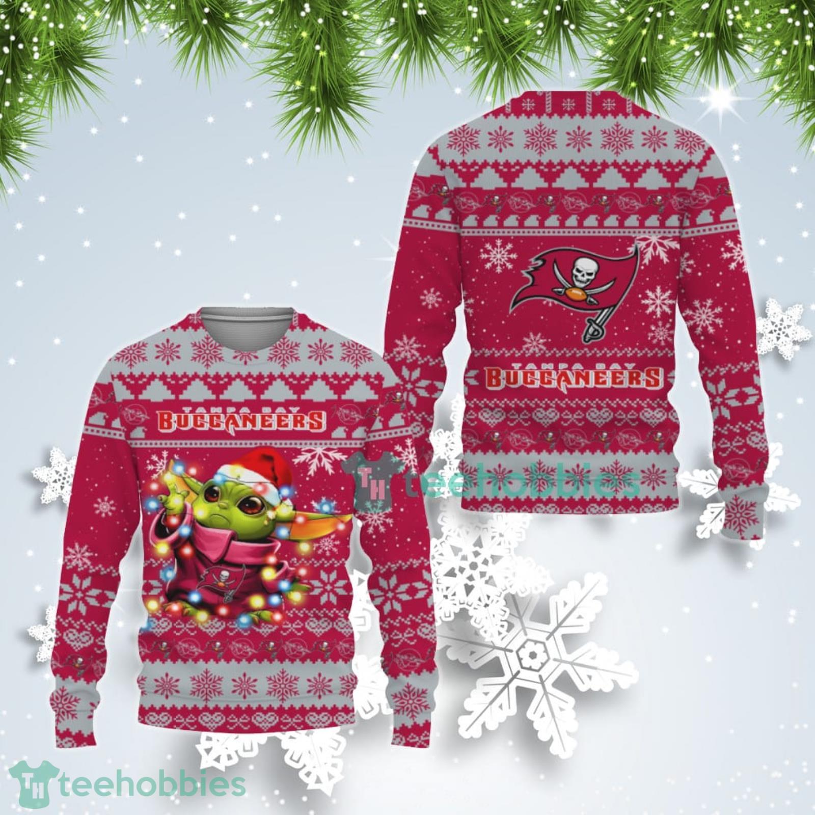 Tampa Bay Buccaneers Cute Baby Yoda Star Wars Ugly Christmas Sweater Product Photo 1