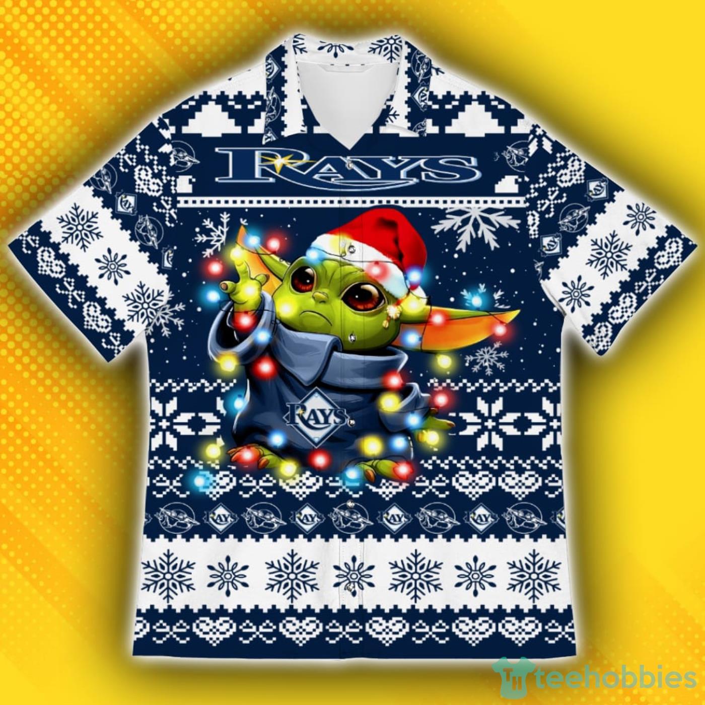 Tampa Bay Rays Baby Yoda Star Wars Ugly Christmas Sweater Pattern Hawaiian Shirt Product Photo 1