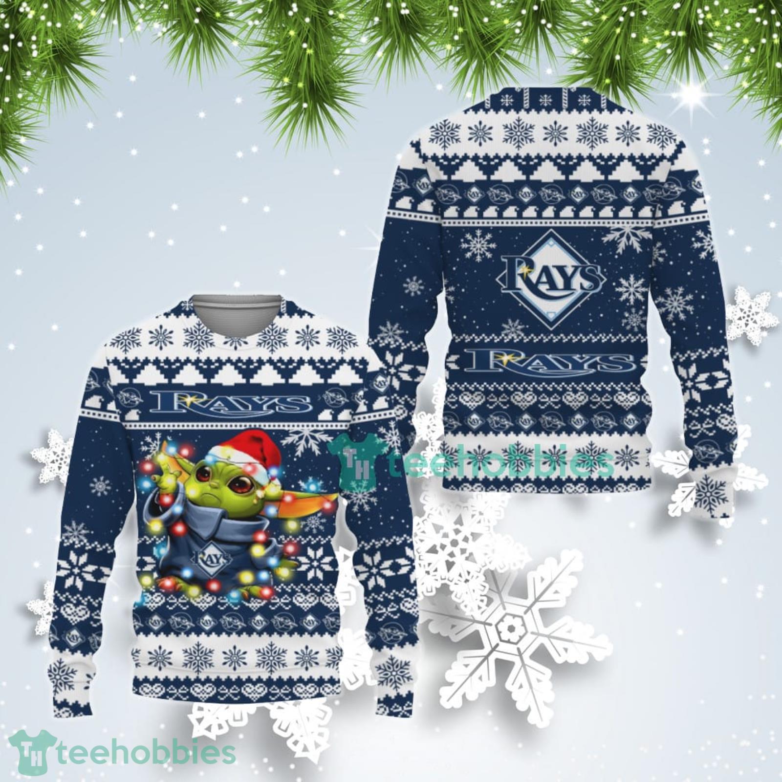 Tampa Bay Rays Cute Baby Yoda Star Wars Ugly Christmas Sweater Product Photo 1