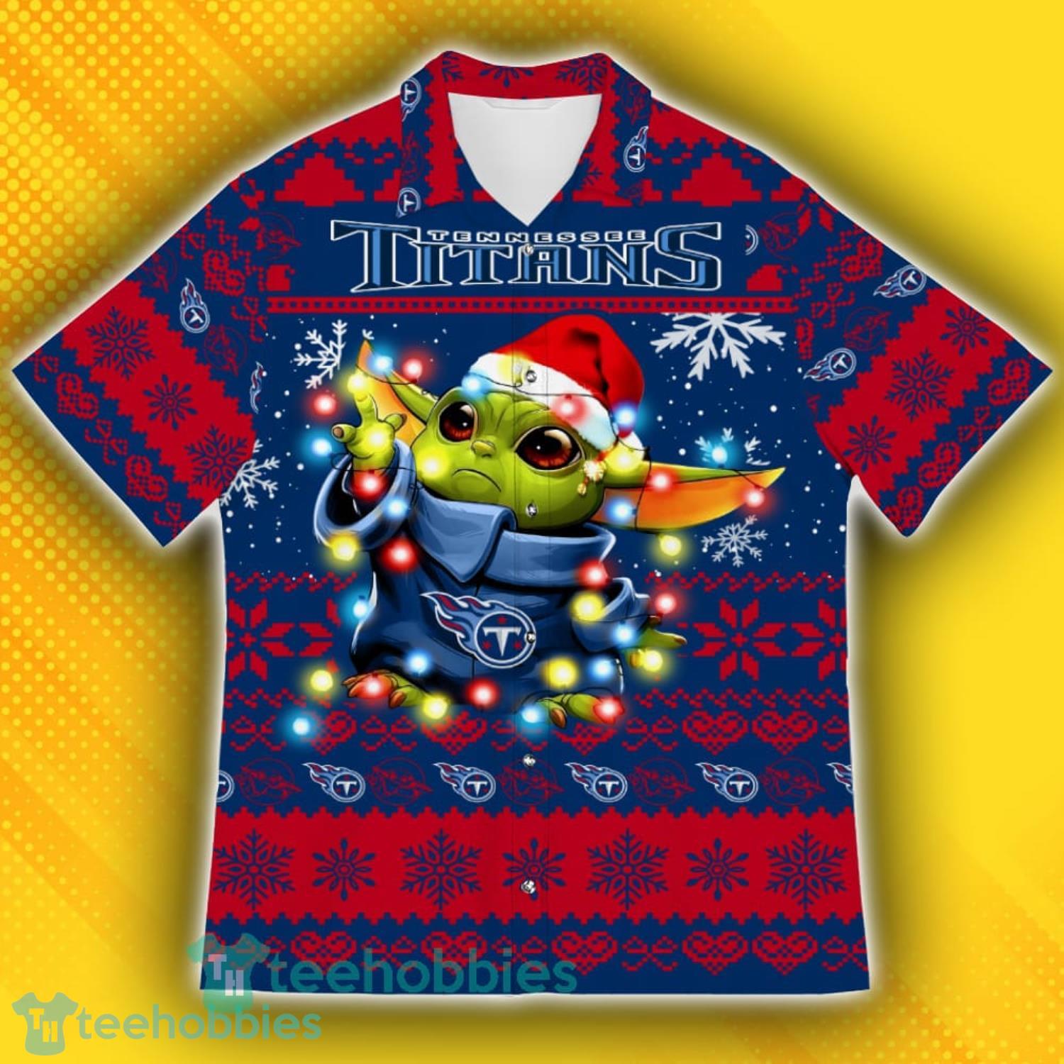 Tennessee Titans Baby Yoda Star Wars Sports Football American Ugly Christmas Sweater Pattern Hawaiian Shirt Product Photo 2