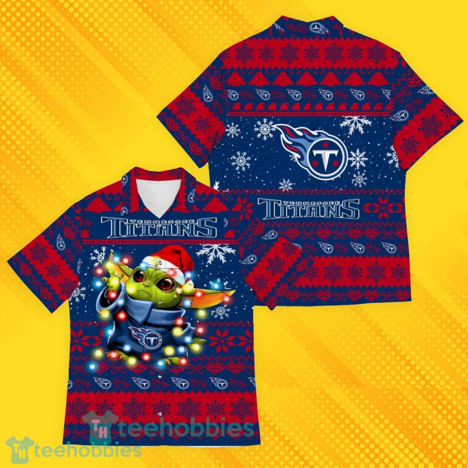 Tennessee Titans Baby Yoda Star Wars Sports Football American Ugly Christmas Sweater Pattern Hawaiian Shirt Product Photo 1