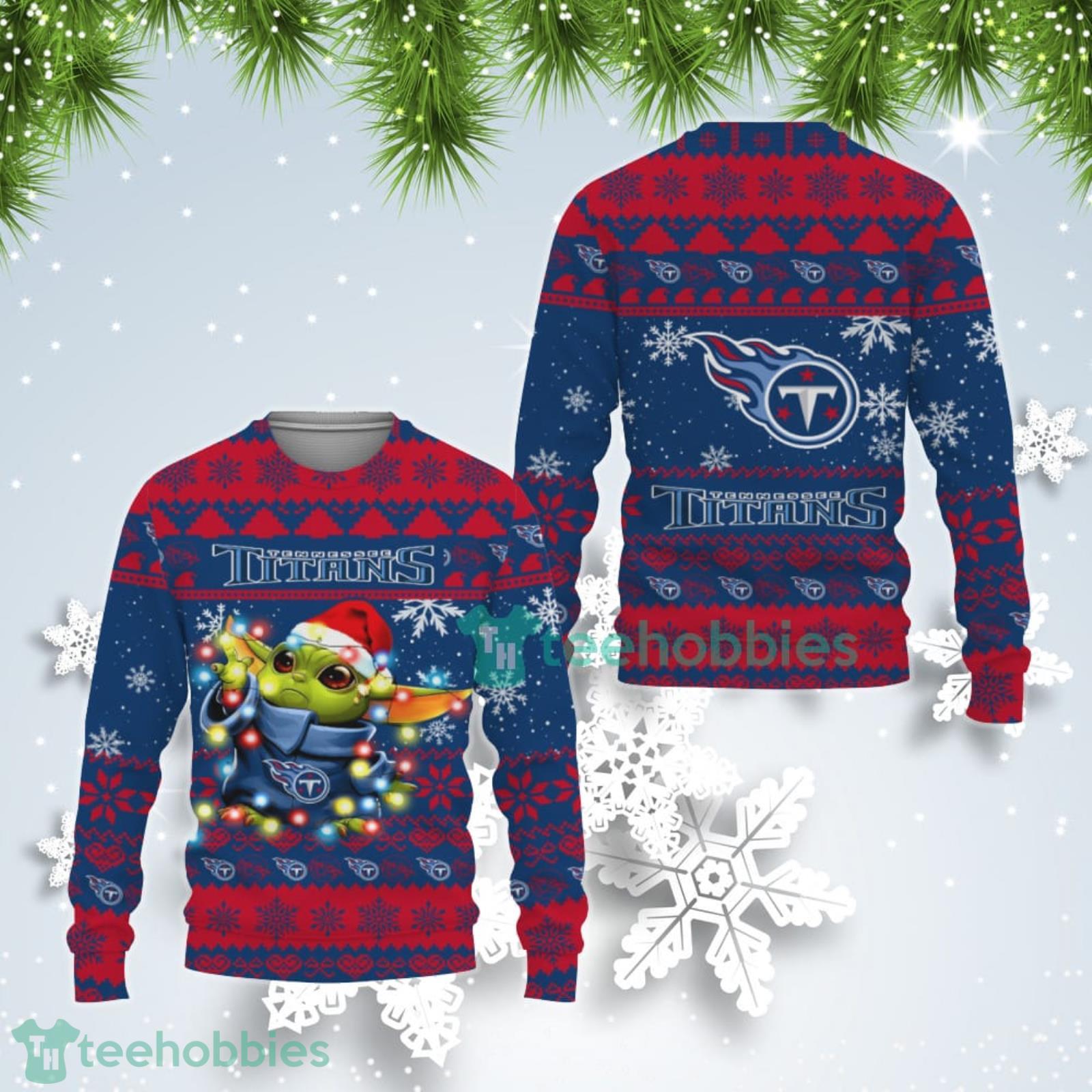 Tennessee Titans Cute Baby Yoda Star Wars Ugly Christmas Sweater Product Photo 1