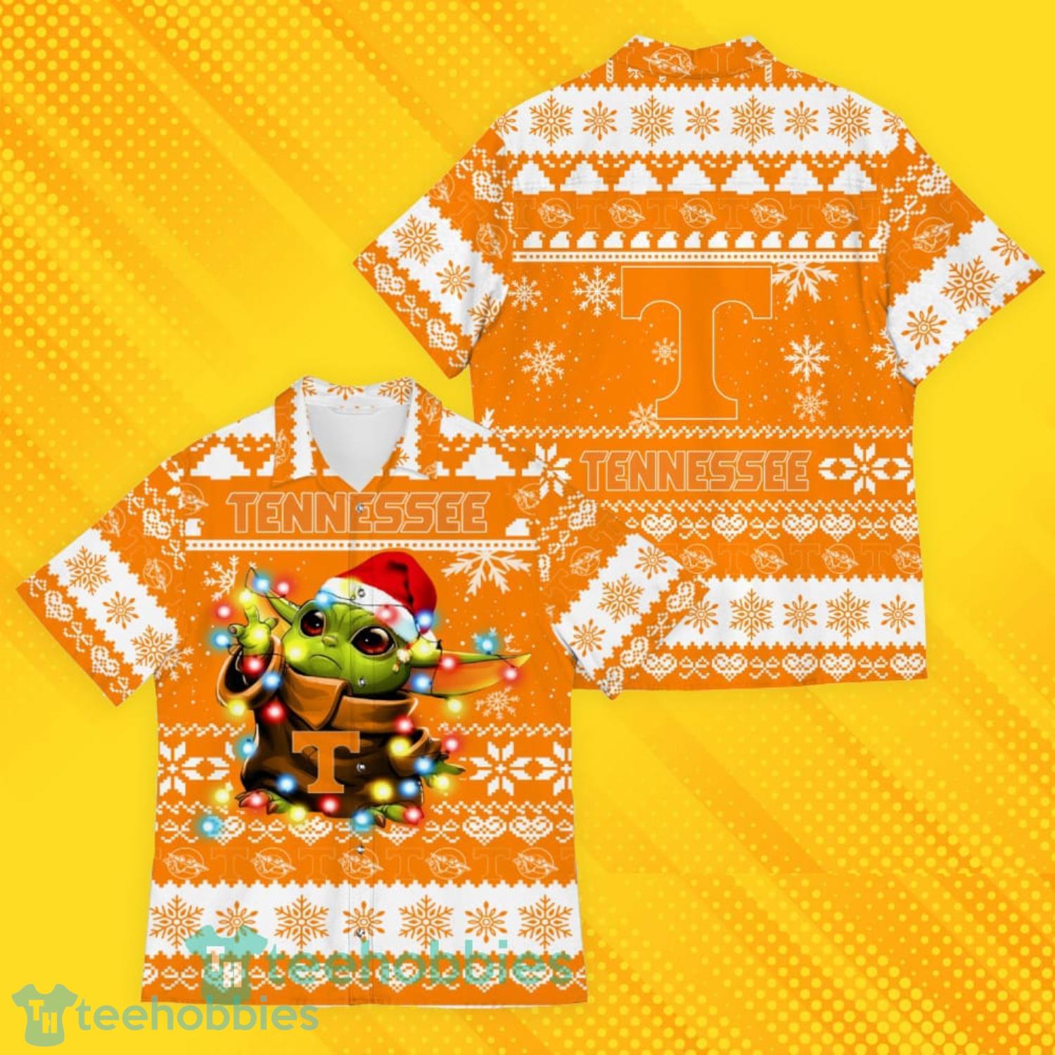 Tennessee Volunteers Baby Yoda Star Wars Sports Football American Ugly Christmas Sweater Pattern Hawaiian Shirt Product Photo 1