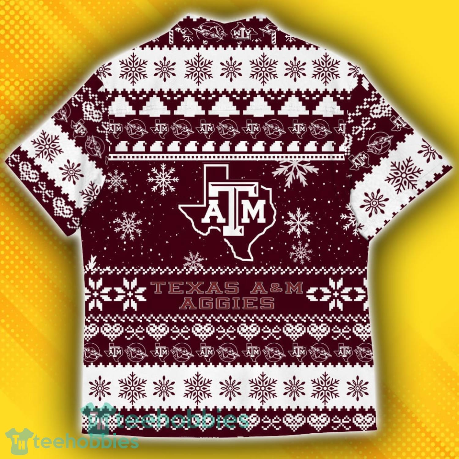 Texas AM Aggies Baby Yoda Star Wars Sports Football American Ugly Christmas Sweater Pattern Hawaiian Shirt Product Photo 3