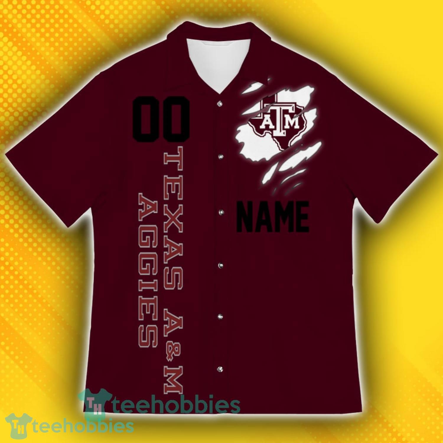 Texas AM Aggies Sports Custom Name And Number American Hawaiian Shirt For Fans Product Photo 2