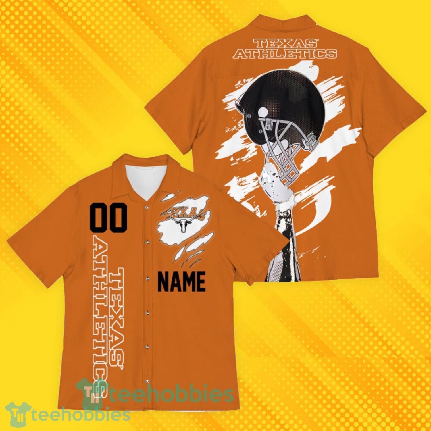 Texas Longhorns Sports Custom Name And Number American Hawaiian Shirt For Fans Product Photo 1