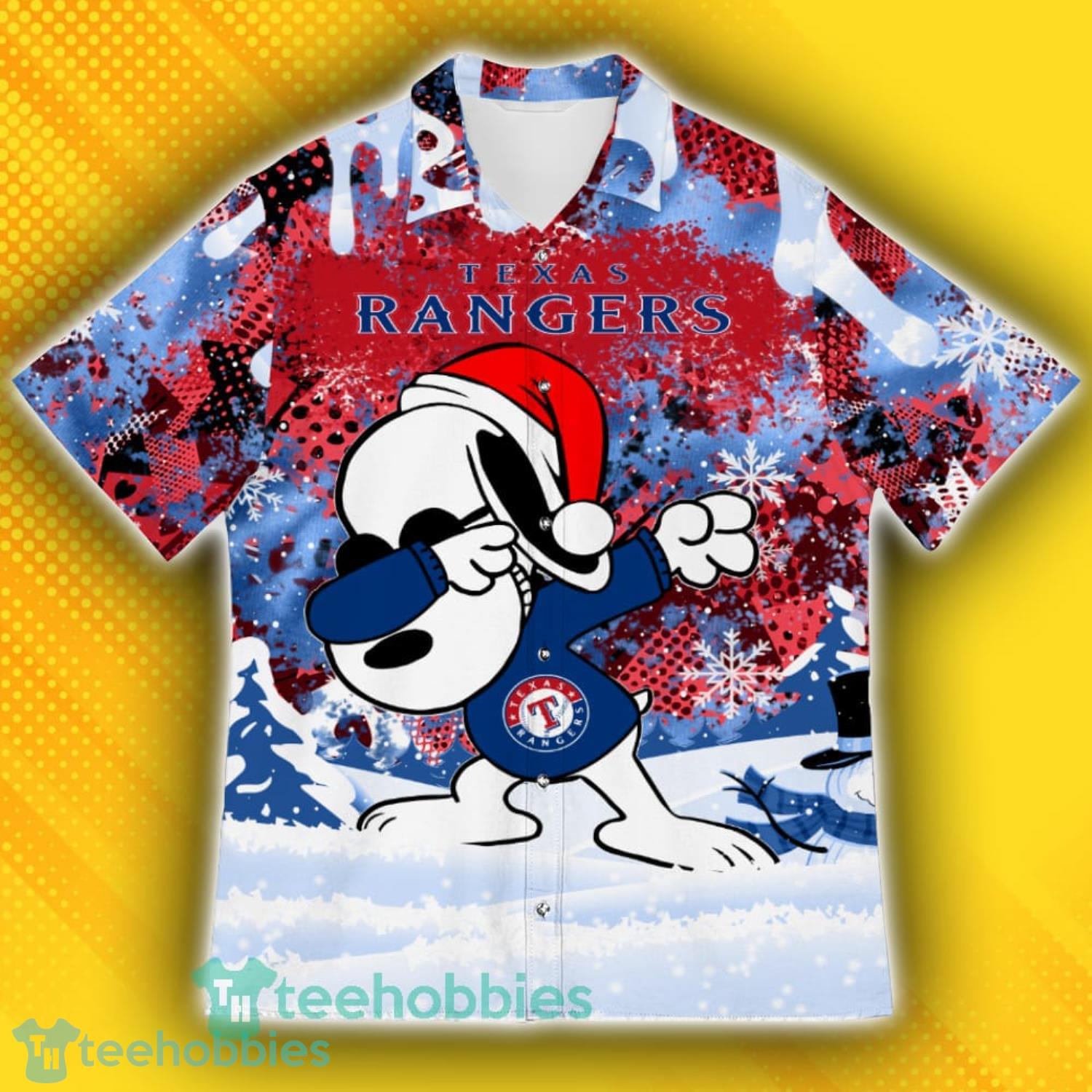 Texas Rangers Snoopy Dabbing The Peanuts Pattern Hawaiian Shirt Product Photo 2