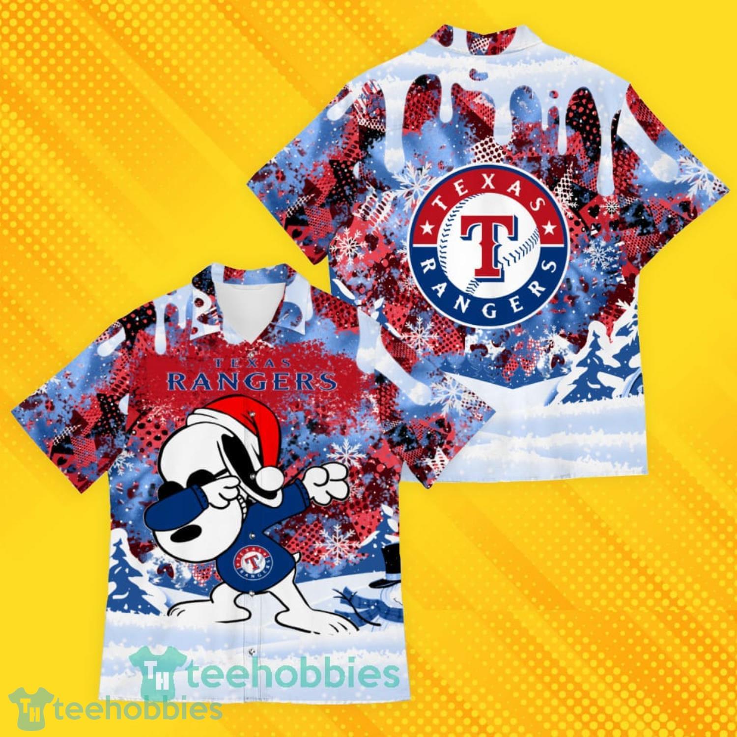Texas Rangers Snoopy Dabbing The Peanuts Pattern Hawaiian Shirt Product Photo 1