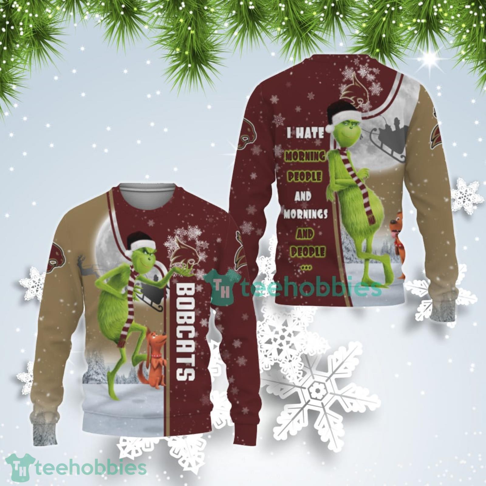 Texas State Bobcat Funny Grinch I Hate Morning People Ugly Christmas Sweater Product Photo 1