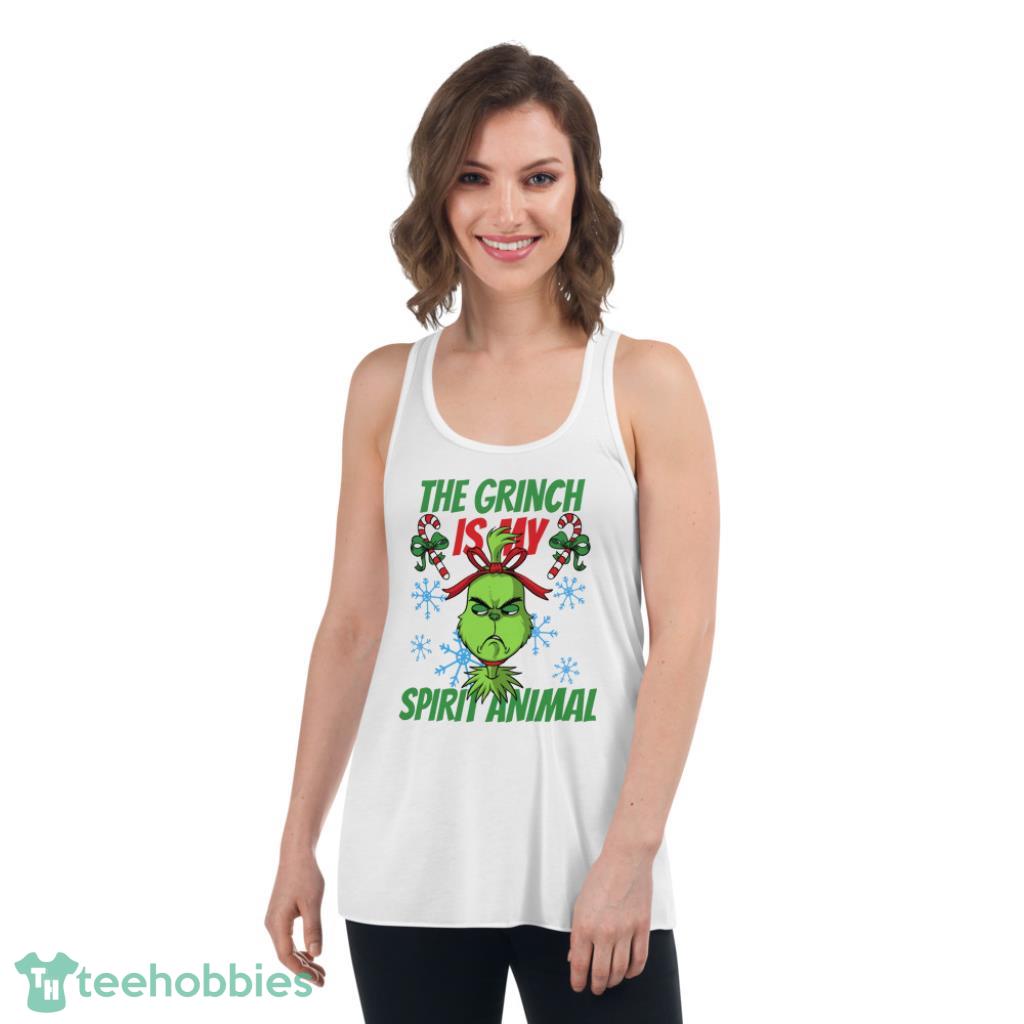The Grinch Is My Spirit Animal Christmas Shirt - Womens Flowy Racerback Tank