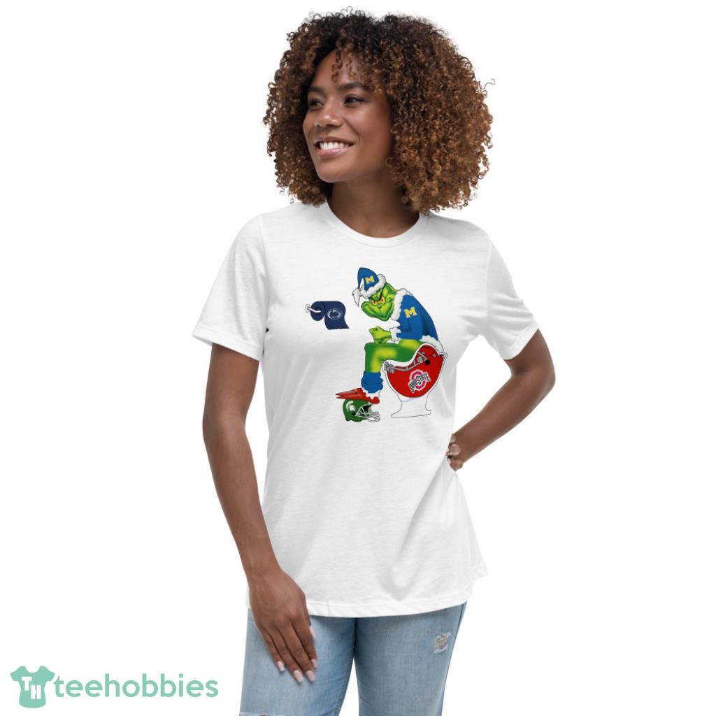 The Grinch Toilet Ohio State Buckeyes Michigan - Troy Smith Autographed Ohio State Buckeyes White Panel Christmas Shirt - Womens Relaxed Short Sleeve Jersey Tee The Grinch Toilet Ohio State Buckeyes Michigan - Troy Smith Autographed Ohio State Buckeyes White Panel Christmas Shirt - Womens Relaxed Short Sleeve Jersey Tee