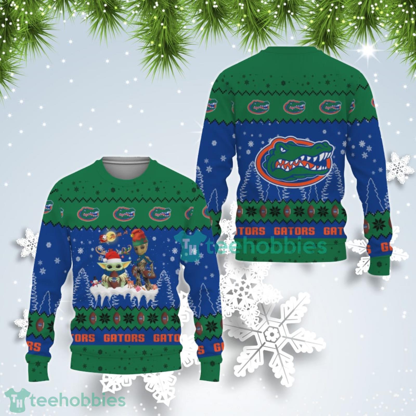 Tis The Season Christmas Baby Yoda Groot Florida Gators Cute Christmas Gift Ugly Christmas Sweater Product Photo 1