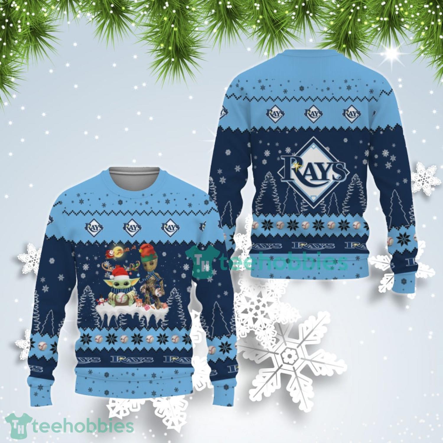 Tis The Season Christmas Baby Yoda Groot Tampa Bay Rays Cute Christmas Gift Ugly Christmas Sweater Product Photo 1
