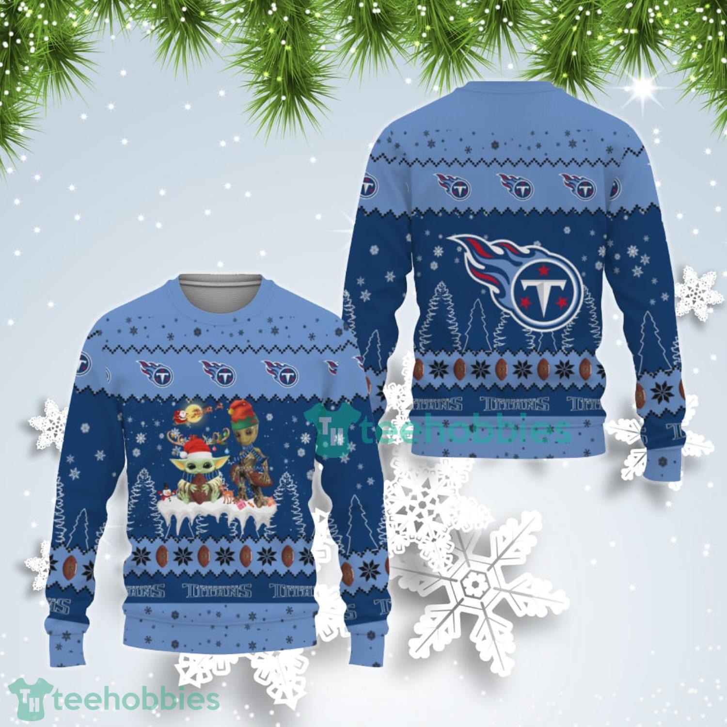 Tis The Season Christmas Baby Yoda Groot Tennessee Titans Cute Christmas Gift Ugly Christmas Sweater Product Photo 1