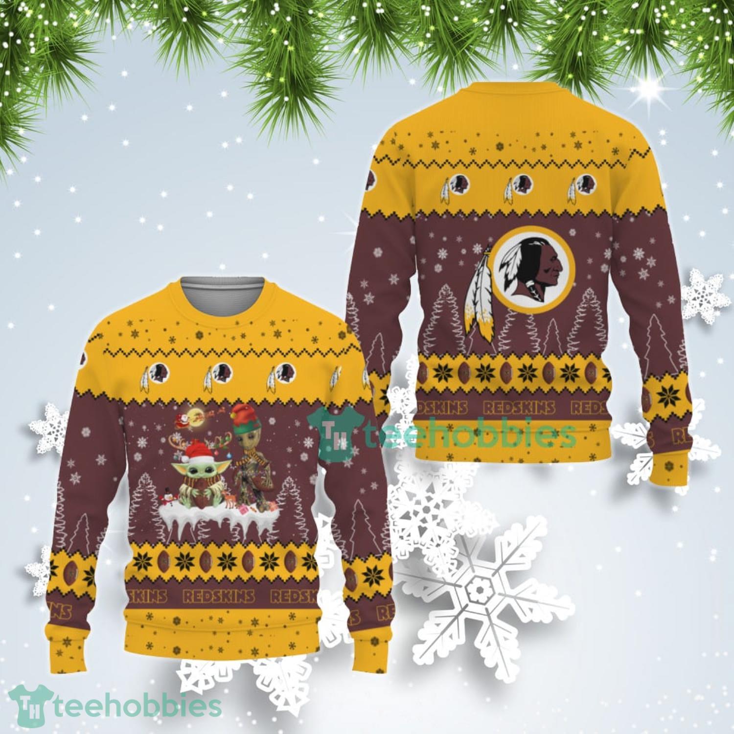 Tis The Season Christmas Baby Yoda Groot Washington Redskins Cute Christmas Gift Ugly Christmas Sweater Product Photo 1