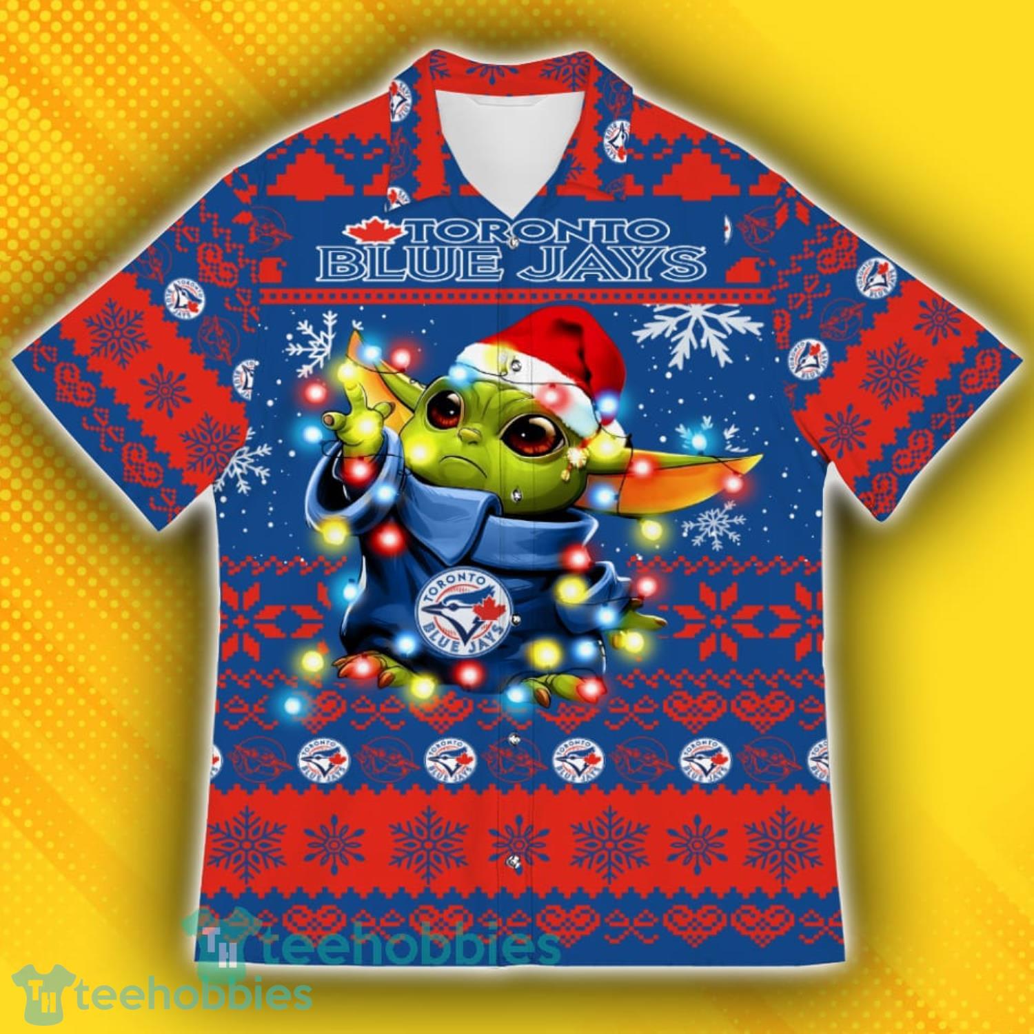Toronto Blue Jays Baby Yoda Star Wars Sports Football American Ugly Christmas Sweater Pattern Hawaiian Shirt Product Photo 2