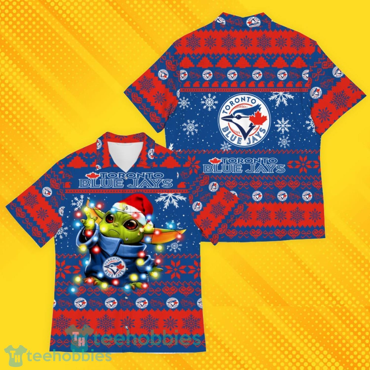 Toronto Blue Jays Baby Yoda Star Wars Sports Football American Ugly Christmas Sweater Pattern Hawaiian Shirt Product Photo 1