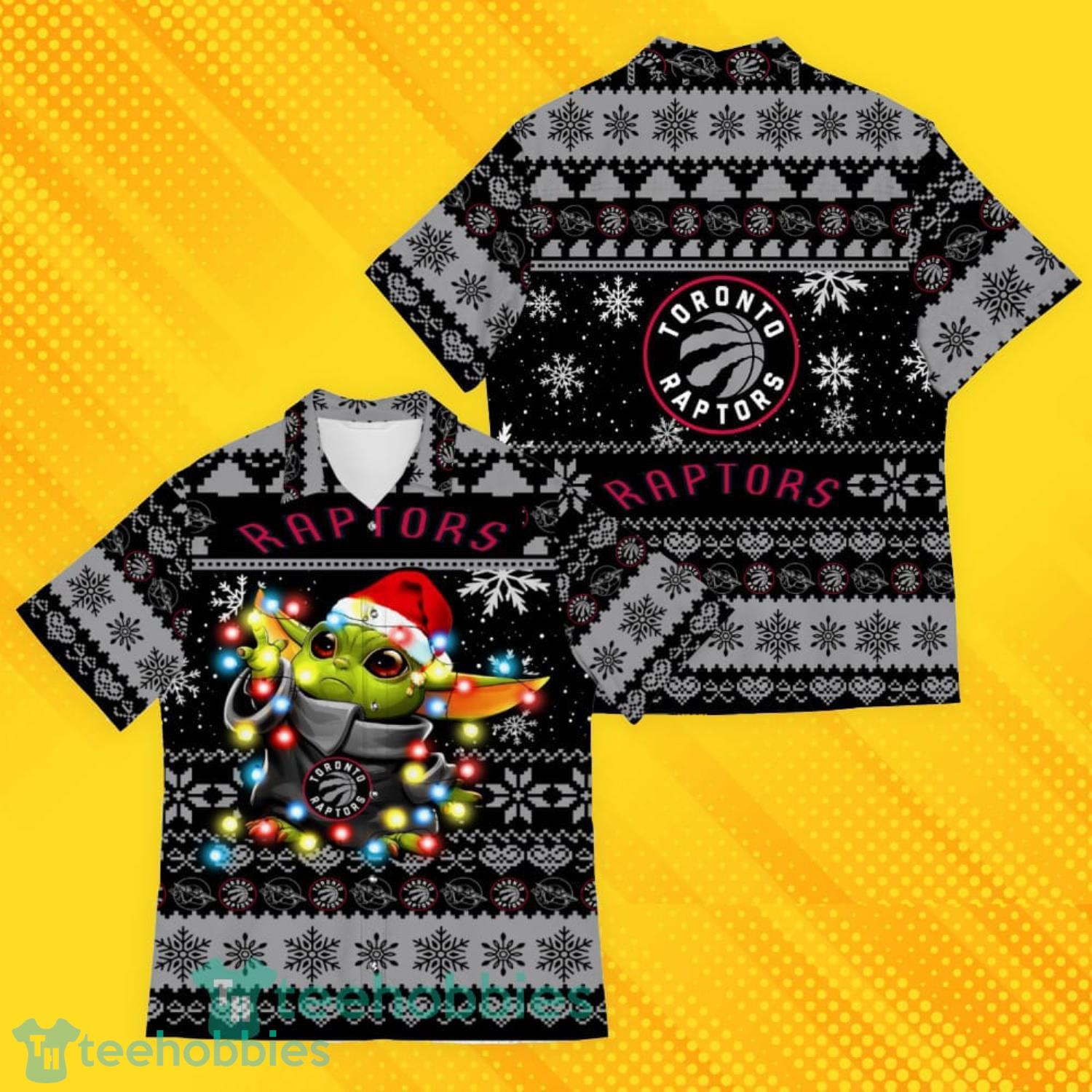 Toronto Raptors Baby Yoda Star Wars Sports Football American Ugly Christmas Sweater Pattern Hawaiian Shirt Product Photo 1