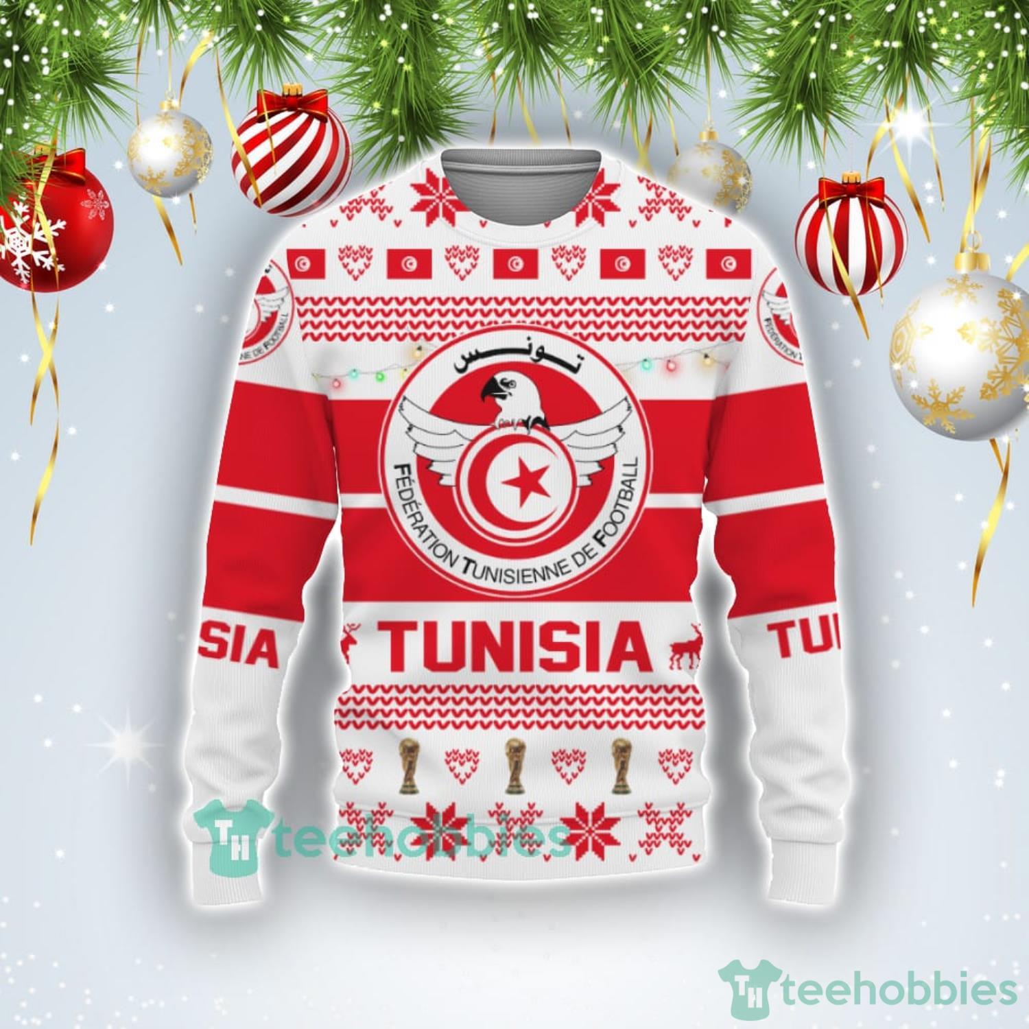Tunisia National Team Qatar World Cup 2022 Merry Christmas Ugly Christmas Sweater Product Photo 1