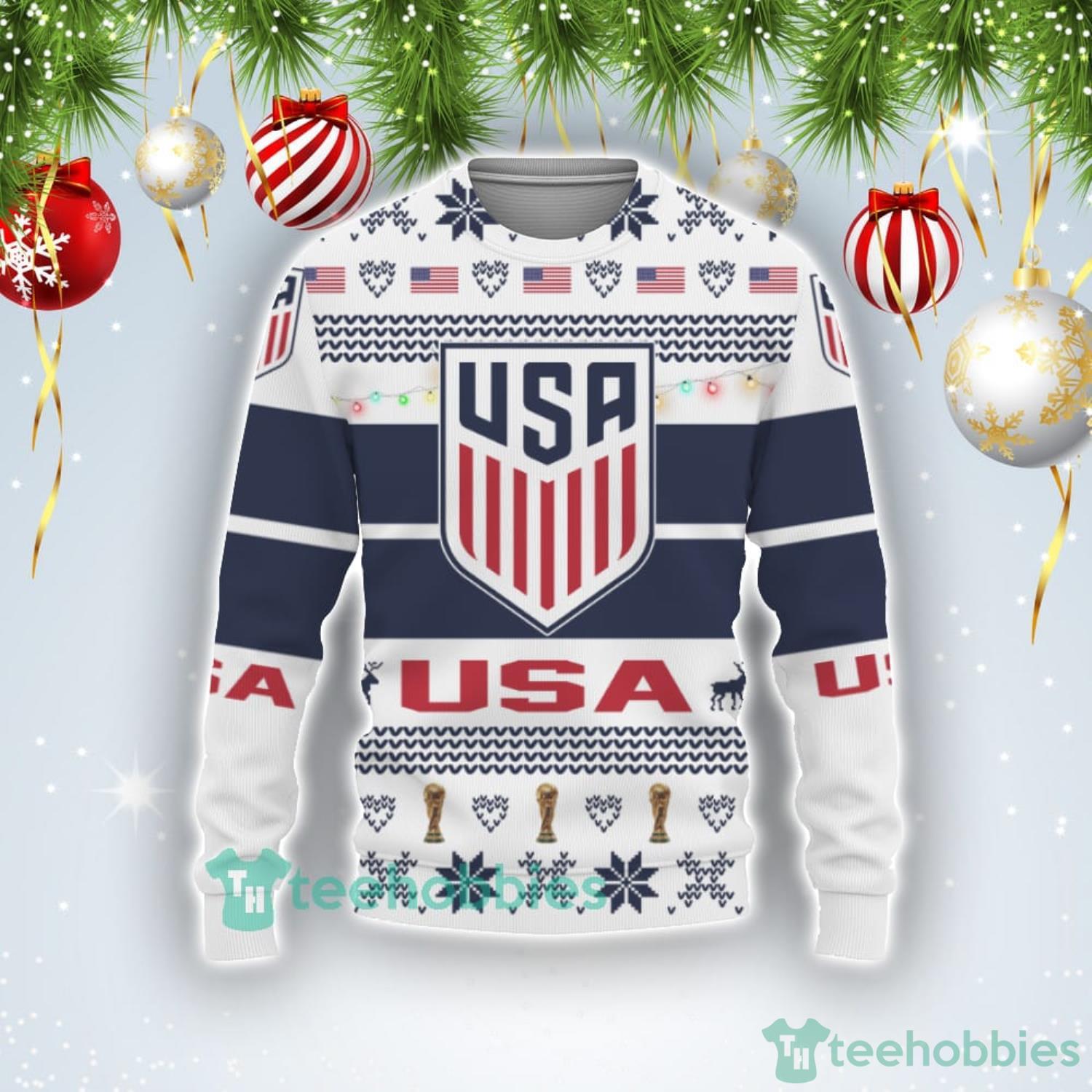 Usa National Team Qatar World Cup 2022 Merry Christmas Ugly Christmas Sweater Product Photo 1