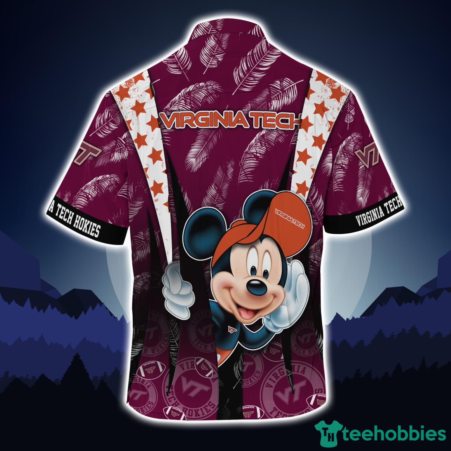 Virginia Tech Hokies Mickey Lover Hawaiian Shirt For Fans image Virginia Tech Hokies Mickey Lover Hawaiian Shirt For Fans Product Photo 2