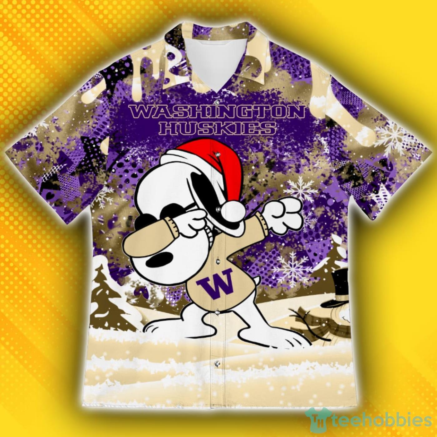 Washington Huskies Snoopy Dabbing The Peanuts Pattern Hawaiian Shirt Product Photo 1