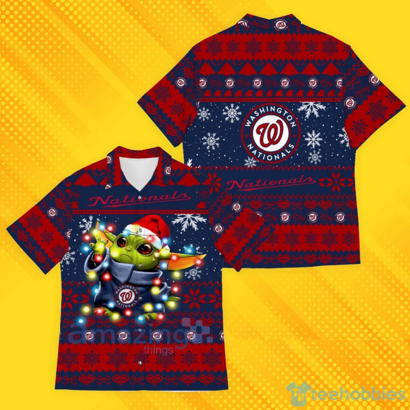 Washington Nationals Baby Yoda Star Wars Ugly Christmas Sweater Pattern Hawaiian Shirt Product Photo 1