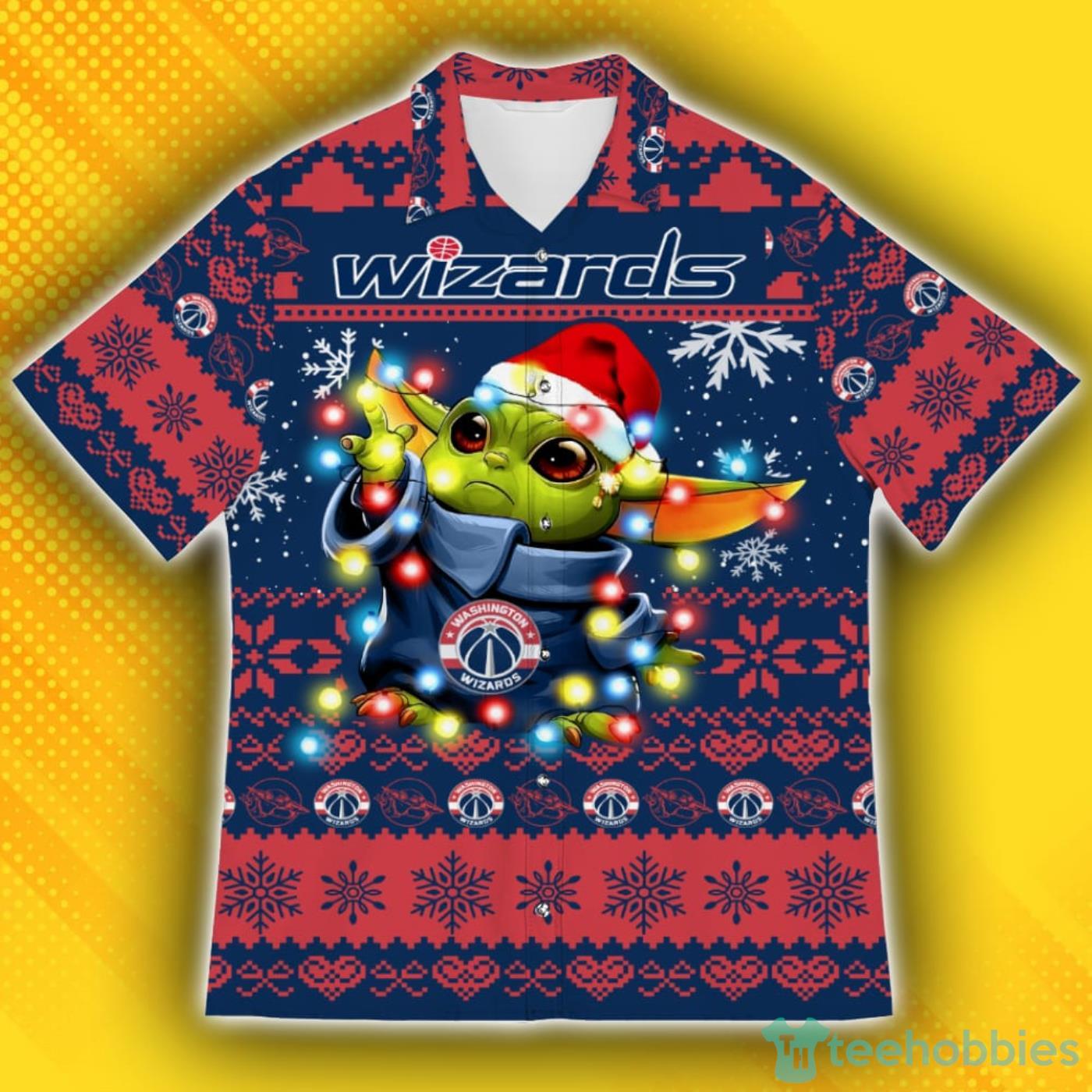 Washington Wizards Baby Yoda Star Wars Ugly Christmas Sweater Pattern Hawaiian Shirt Product Photo 1