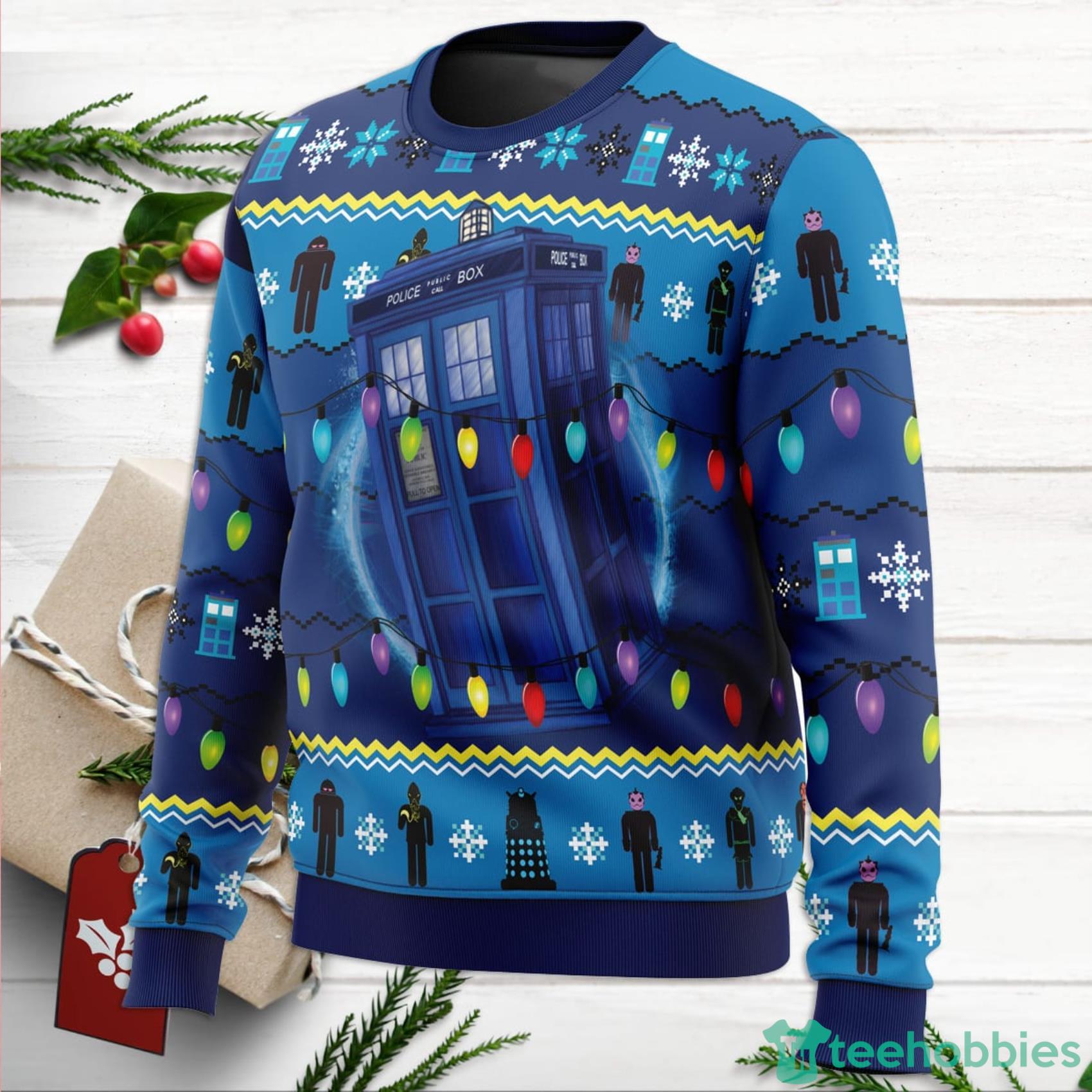 WHO’S Outside Doctor Who Ugly Christmas Sweater For Men And Women image WHO’S Outside Doctor Who Ugly Christmas Sweater For Men And Women Product Photo 2