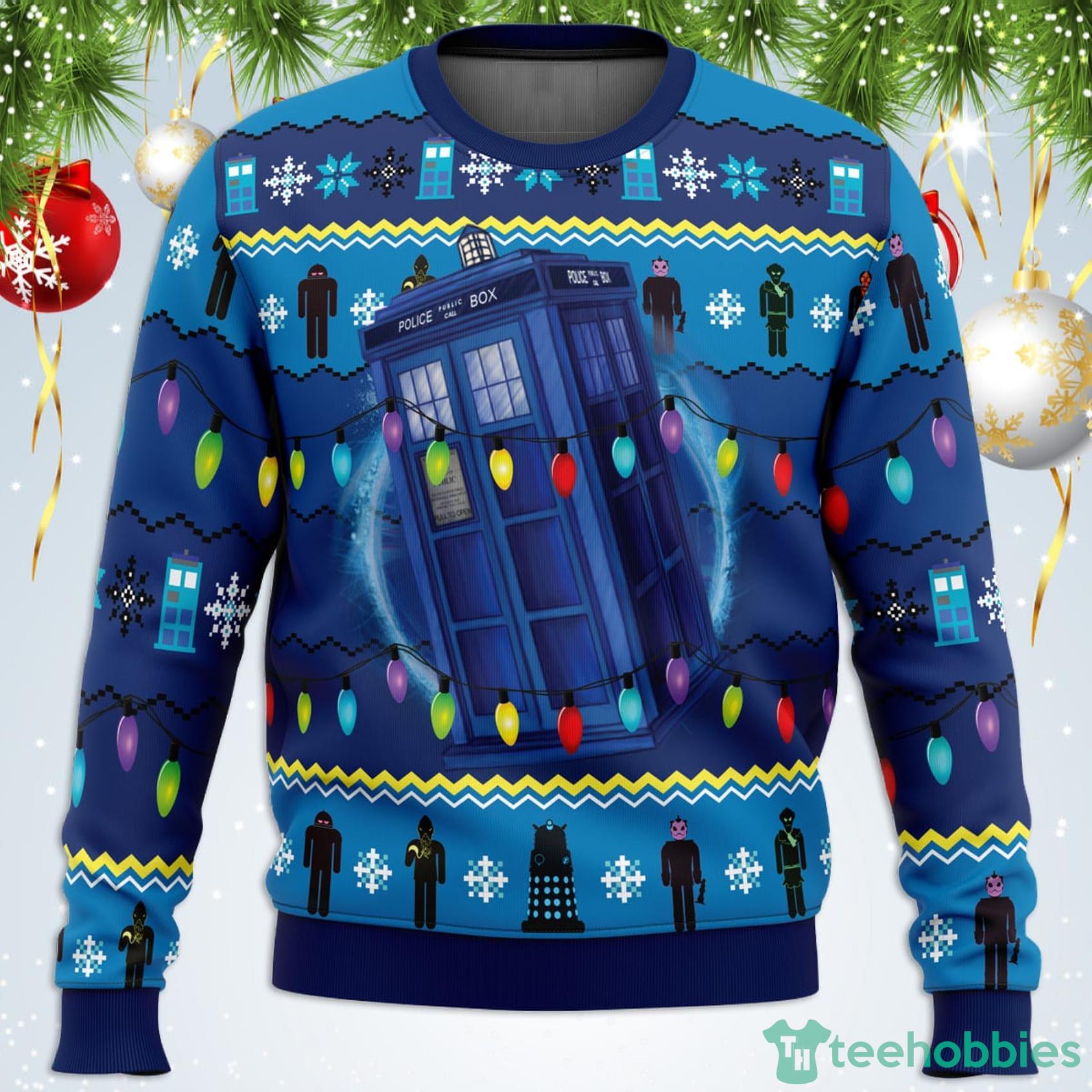 WHO’S Outside Doctor Who Ugly Christmas Sweater For Men And Women Product Photo 1 WHO’S Outside Doctor Who Ugly Christmas Sweater For Men And Women Product Photo 1