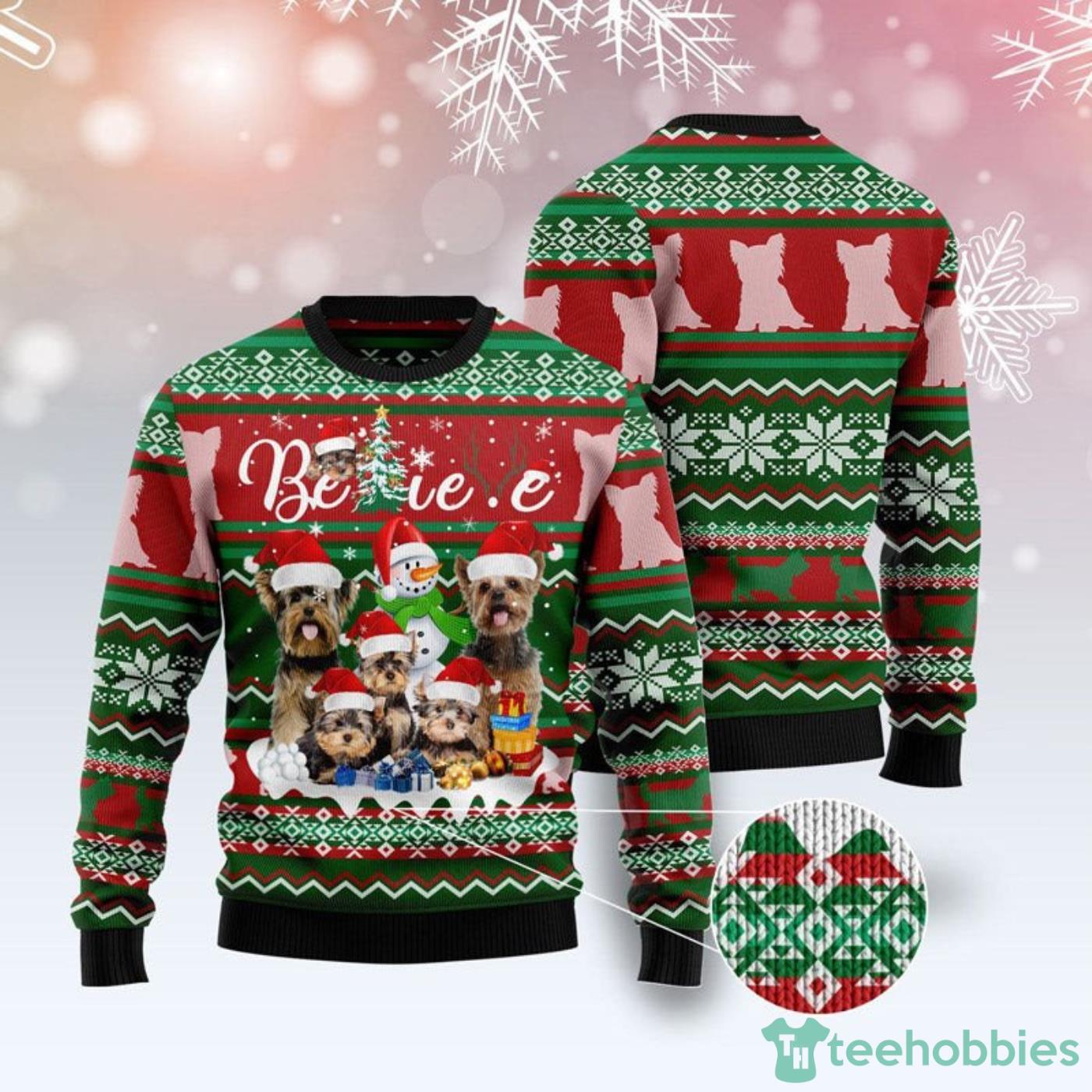 yorkie ugly christmas sweater