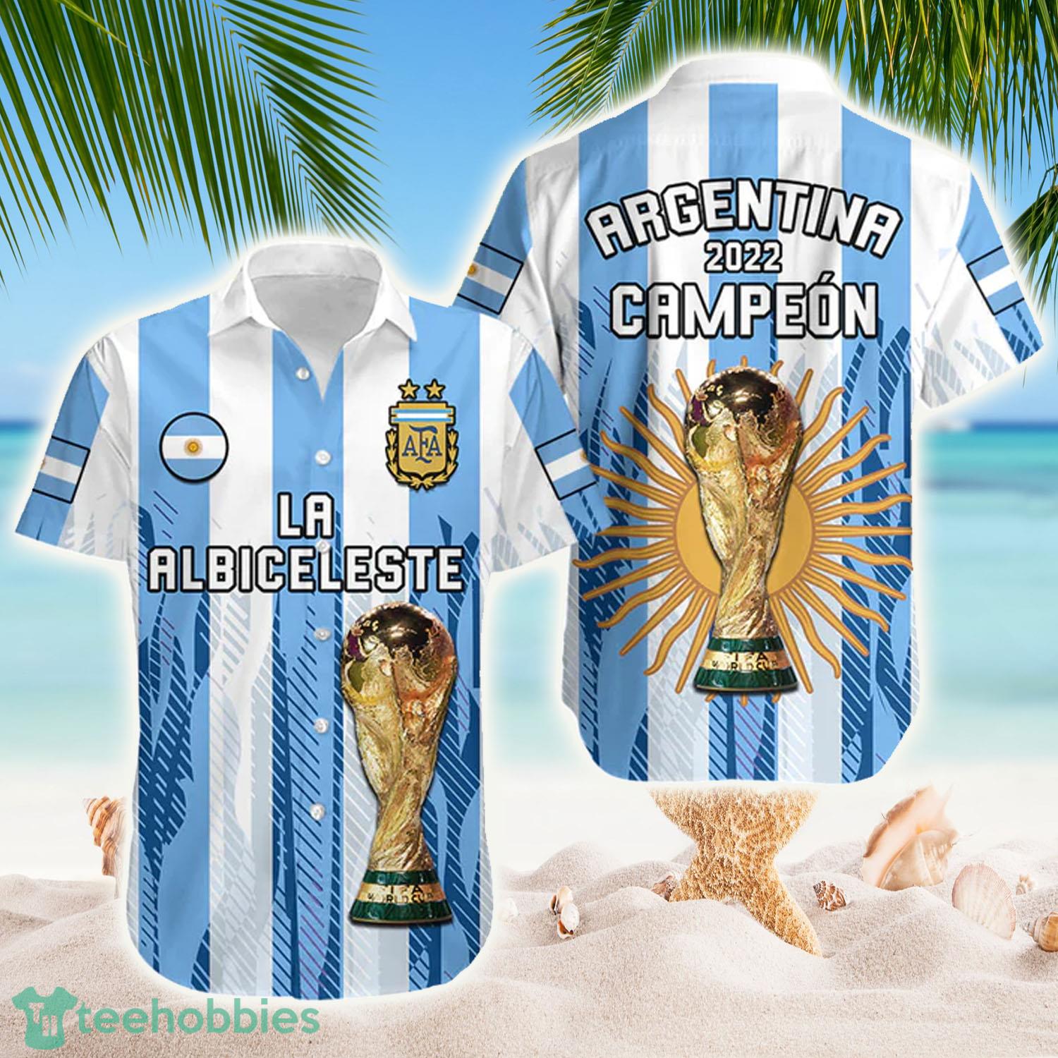 Argentina Football Campeon Proud White 2022 Hawaiian Shirt - Argentina Football Campeon Proud White 2022 Hawaiian Shirt