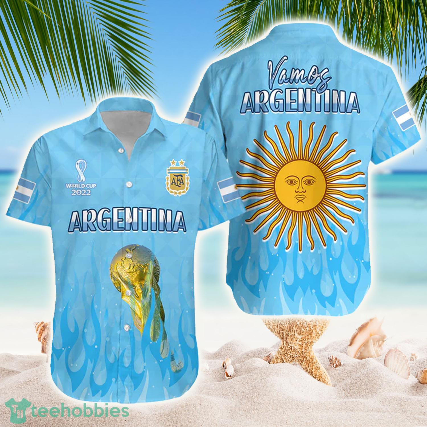 Argentina Football Hawaiian Shirt Vamos Sky Champions World Cup - Argentina Football Hawaiian Shirt Vamos Sky Champions World Cup