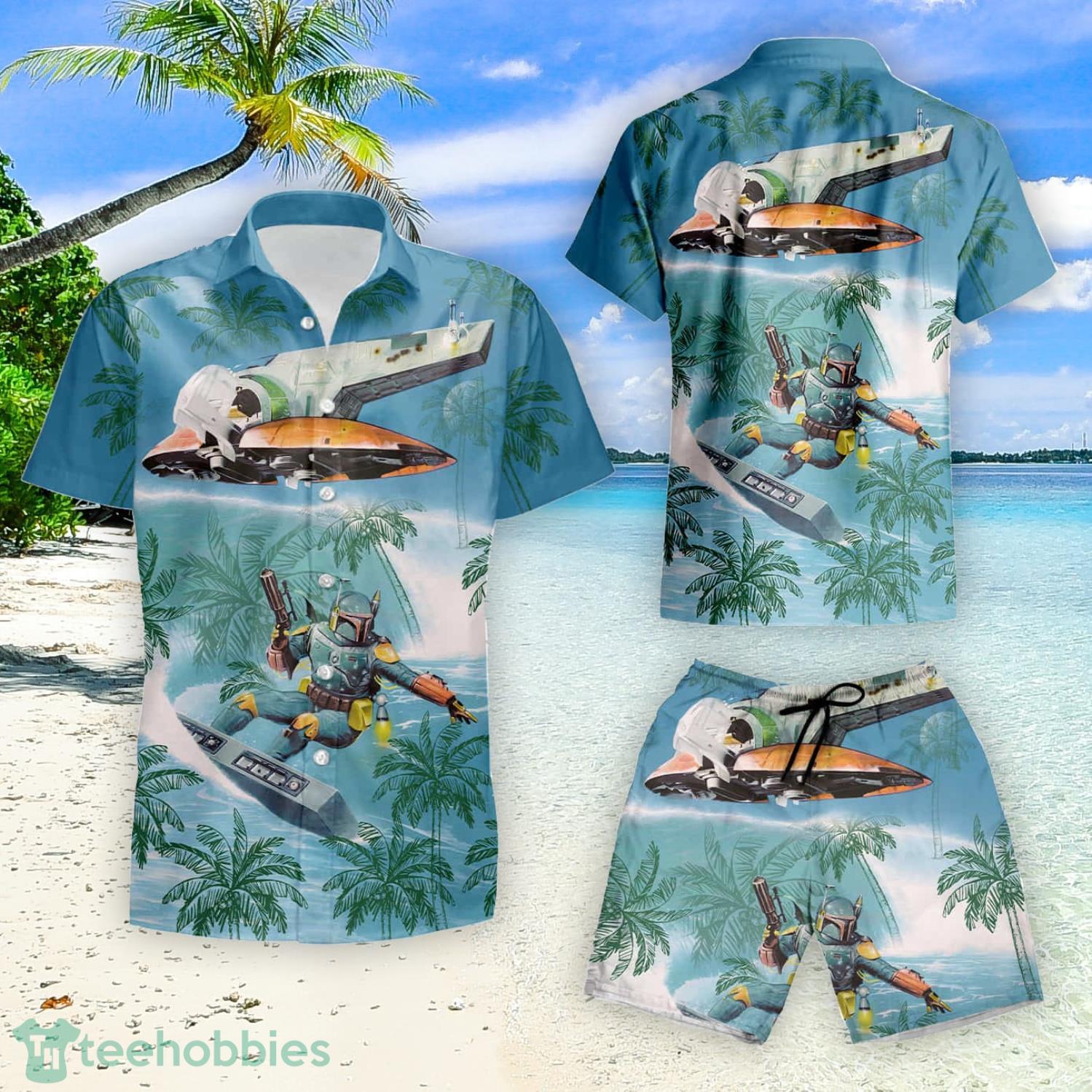 Boba Fett Surf Starwars Summer Hawaiian Shirt And Short image Boba Fett Surf Starwars Summer Hawaiian Shirt And Short Product Photo 2