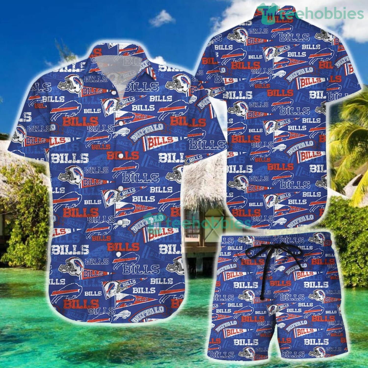 Buffalo Bills Retro AOP Hawaiian Shirt And Short For Fans