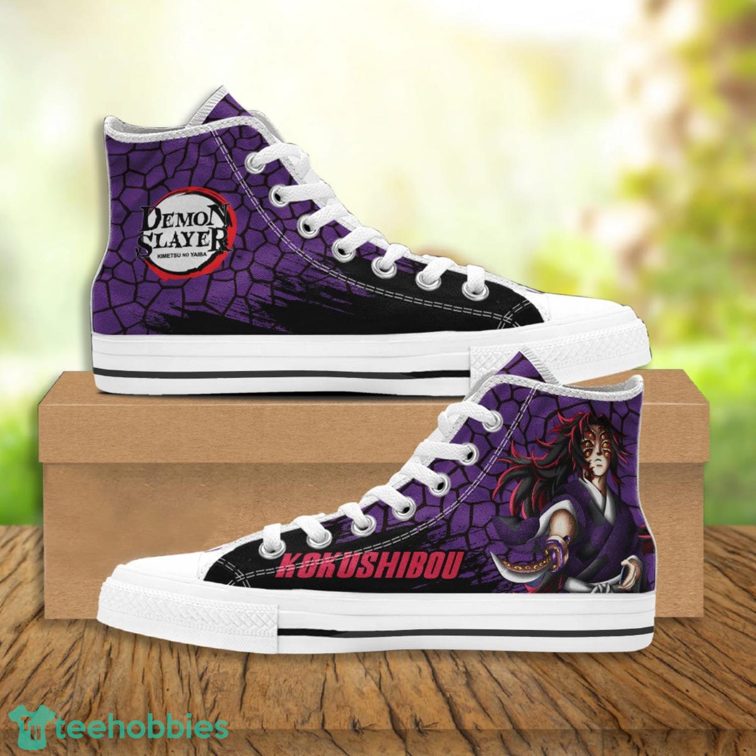 Demon Slayer Kokushibou High Top Canvas Shoes Gift For Fans