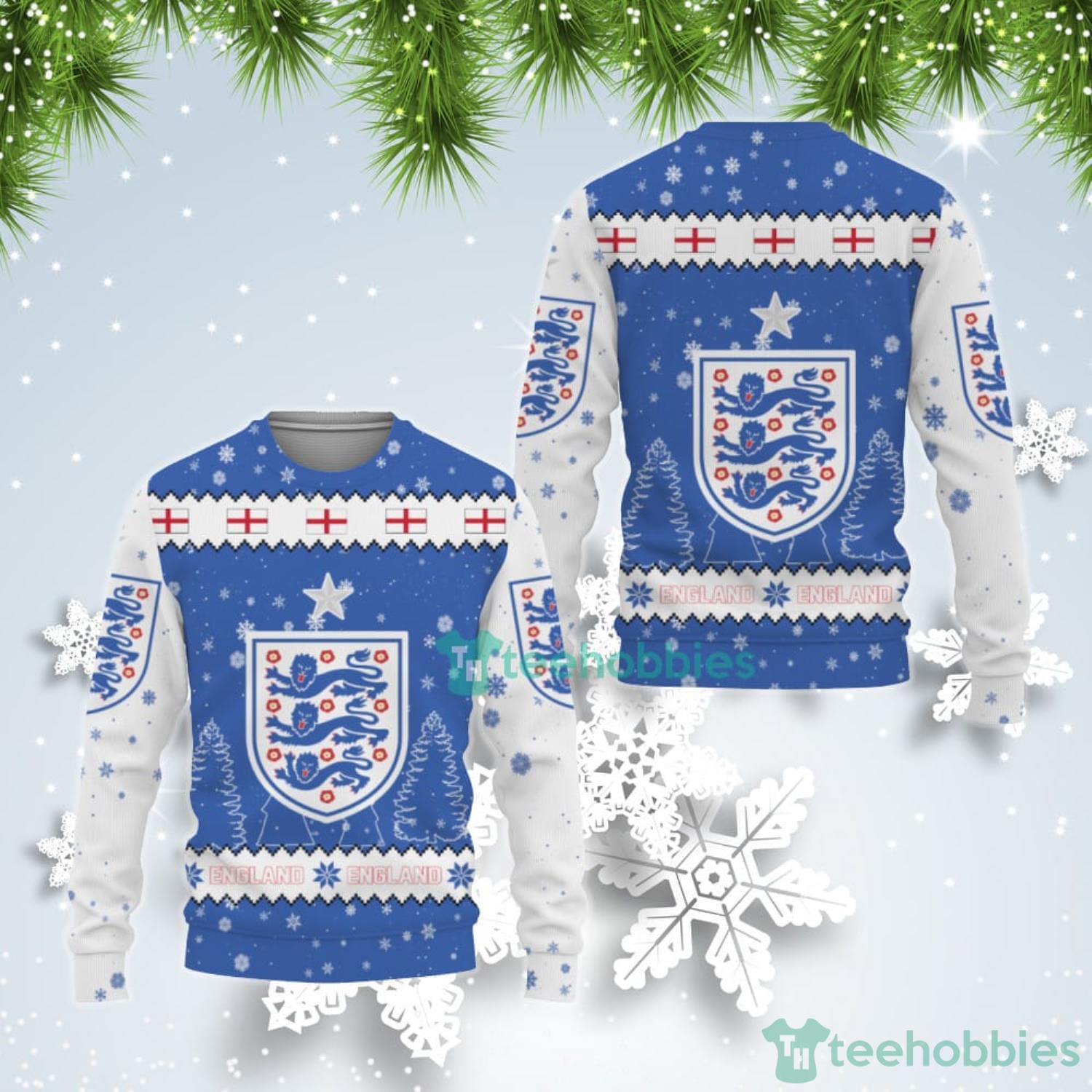 England National Soccer Team Qatar World Cup 2022 Winter Season Ugly Christmas Sweater Product Photo 1