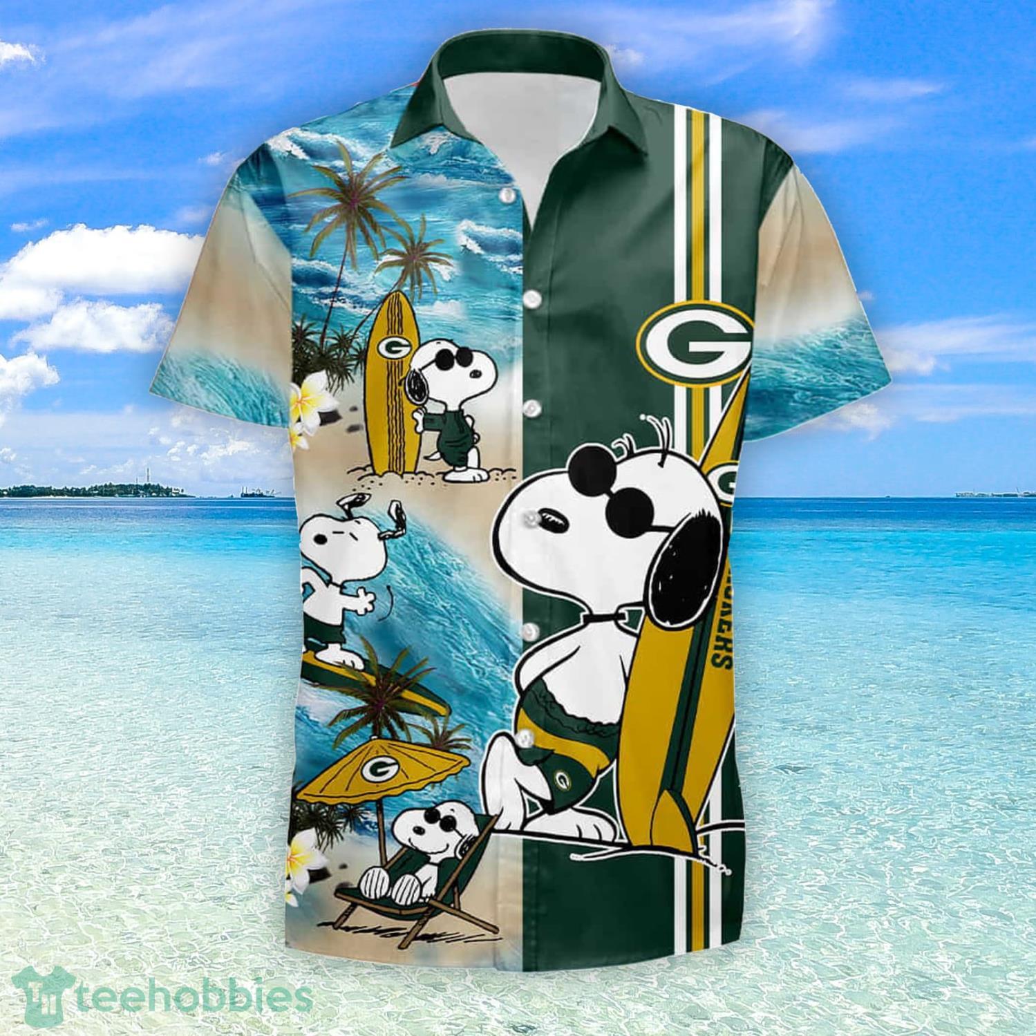 Green Bay Packers Snoopy Surfing Hawaii Summer Hawaiian Shirt And Short