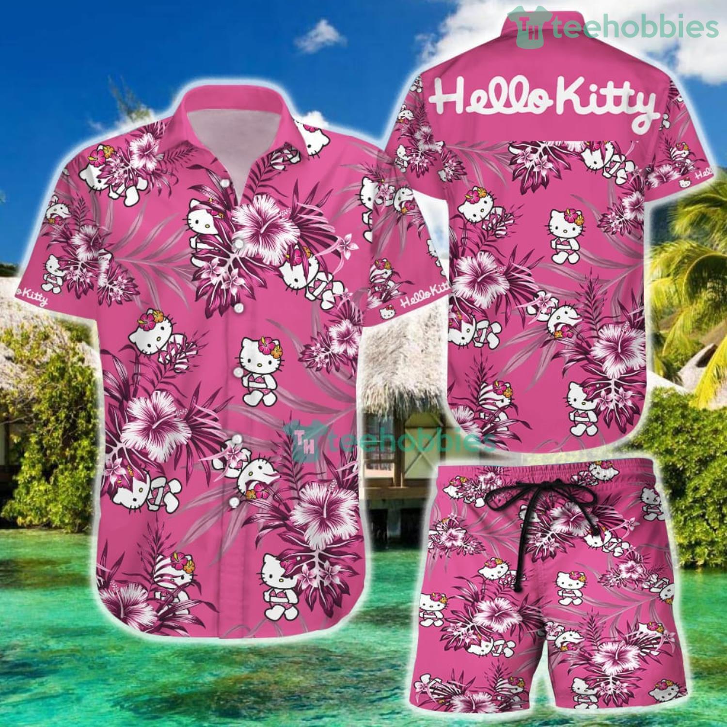 Hello Kitty Pink Summer Hawaiian Shirt And Shorts
