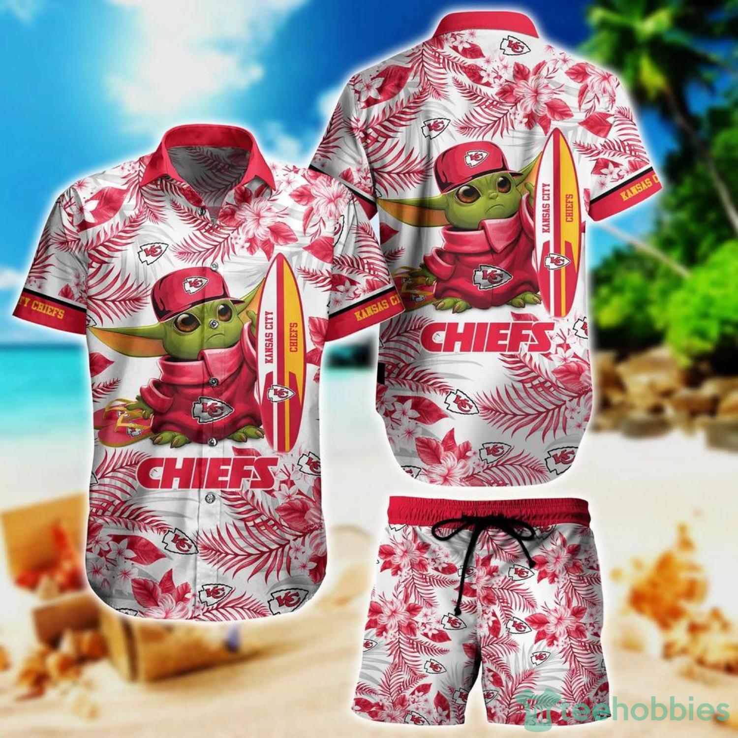 Kansas City Chiefs NFL Baby Yoda Surfing Hawaiian Shirt And Short Product Photo 1