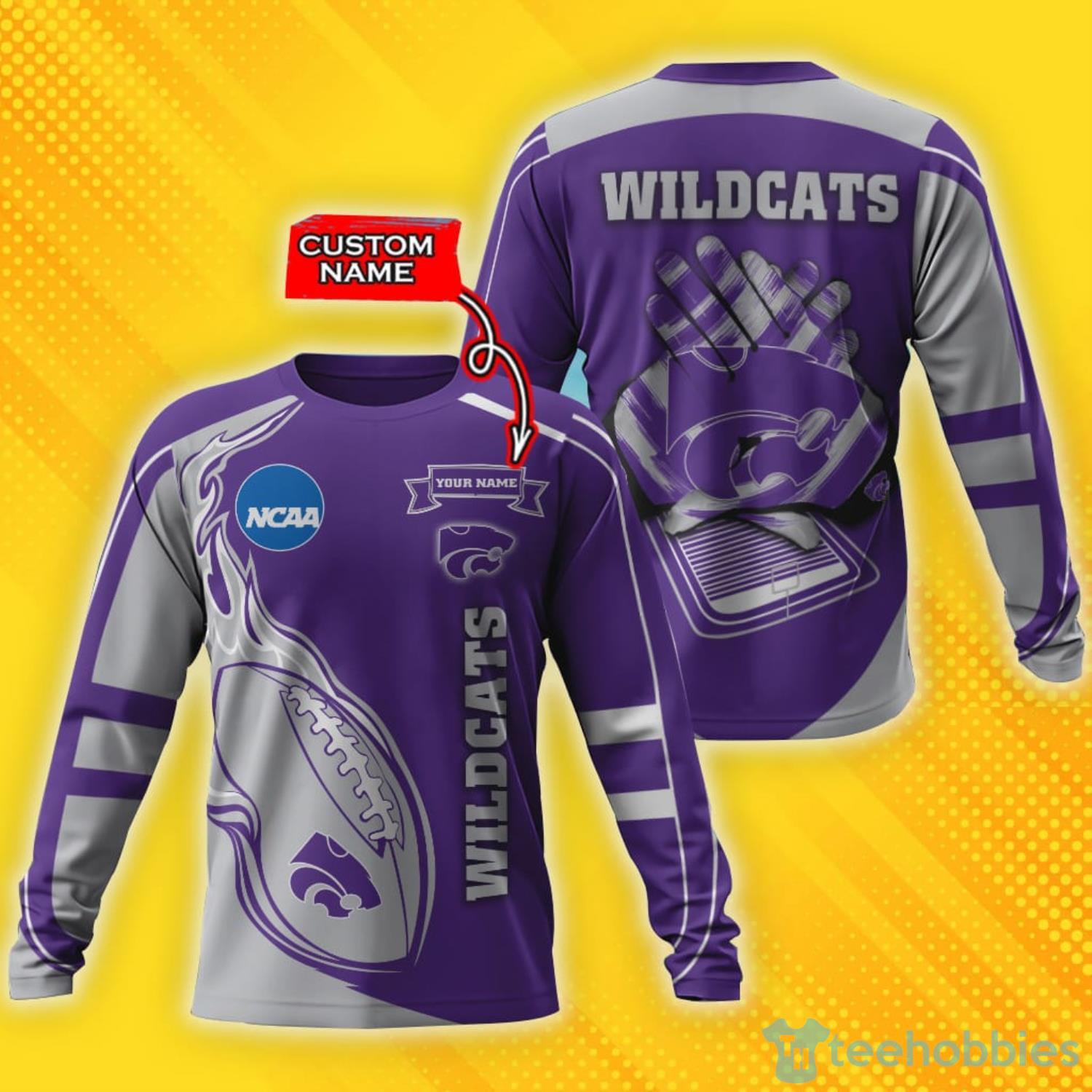 Kansas State Wildcats Custom Name 3D All Over Printed Shirt Product Photo 3 Kansas State Wildcats Custom Name 3D All Over Printed Shirt Product Photo 3