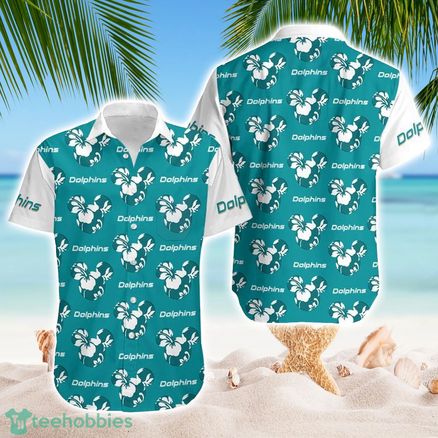Miami Dolphins Mickey and Flowers Hawaiian Shirt - Miami Dolphins Mickey and Flowers Hawaiian Shirt