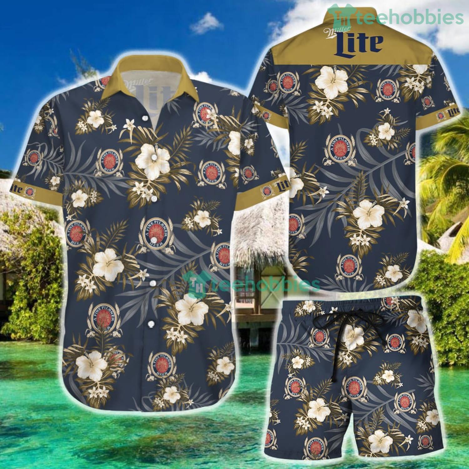 Miller Lite Aloha Tropical Hawaiian Shirt And Short Product Photo 1